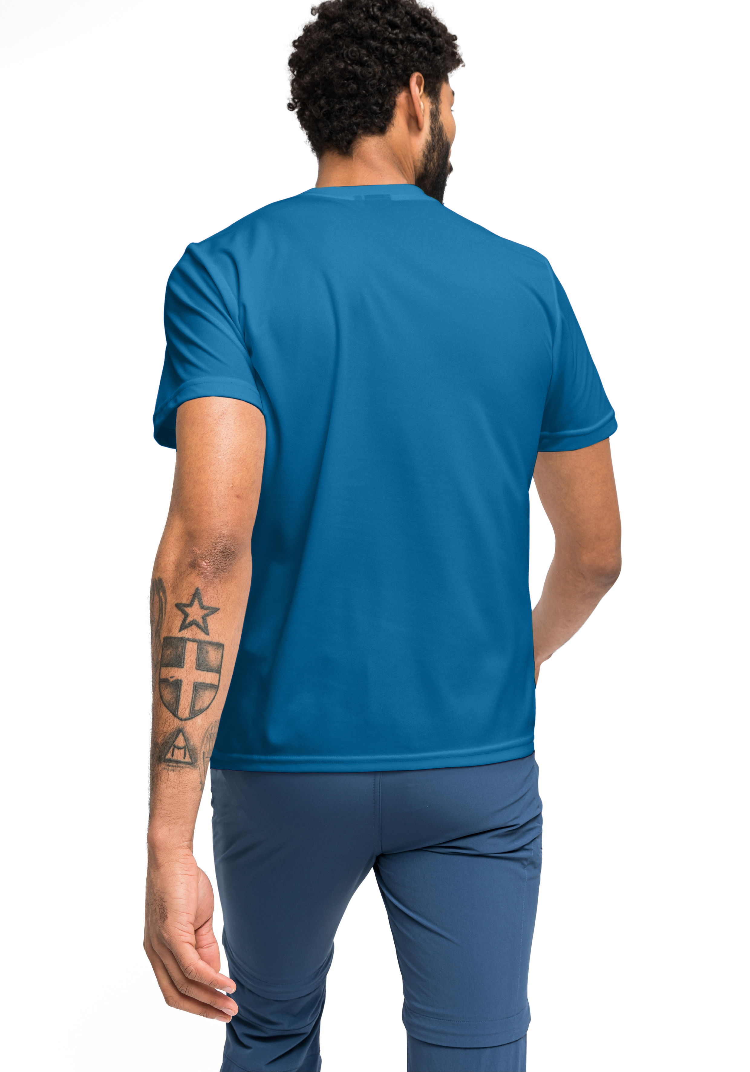 T-Shirt, Rundhals, Kurzarm, Uni, Blau, T-Shirt, Kurzarm, Uni-Farbe, Rundhals, Blue (Blau)