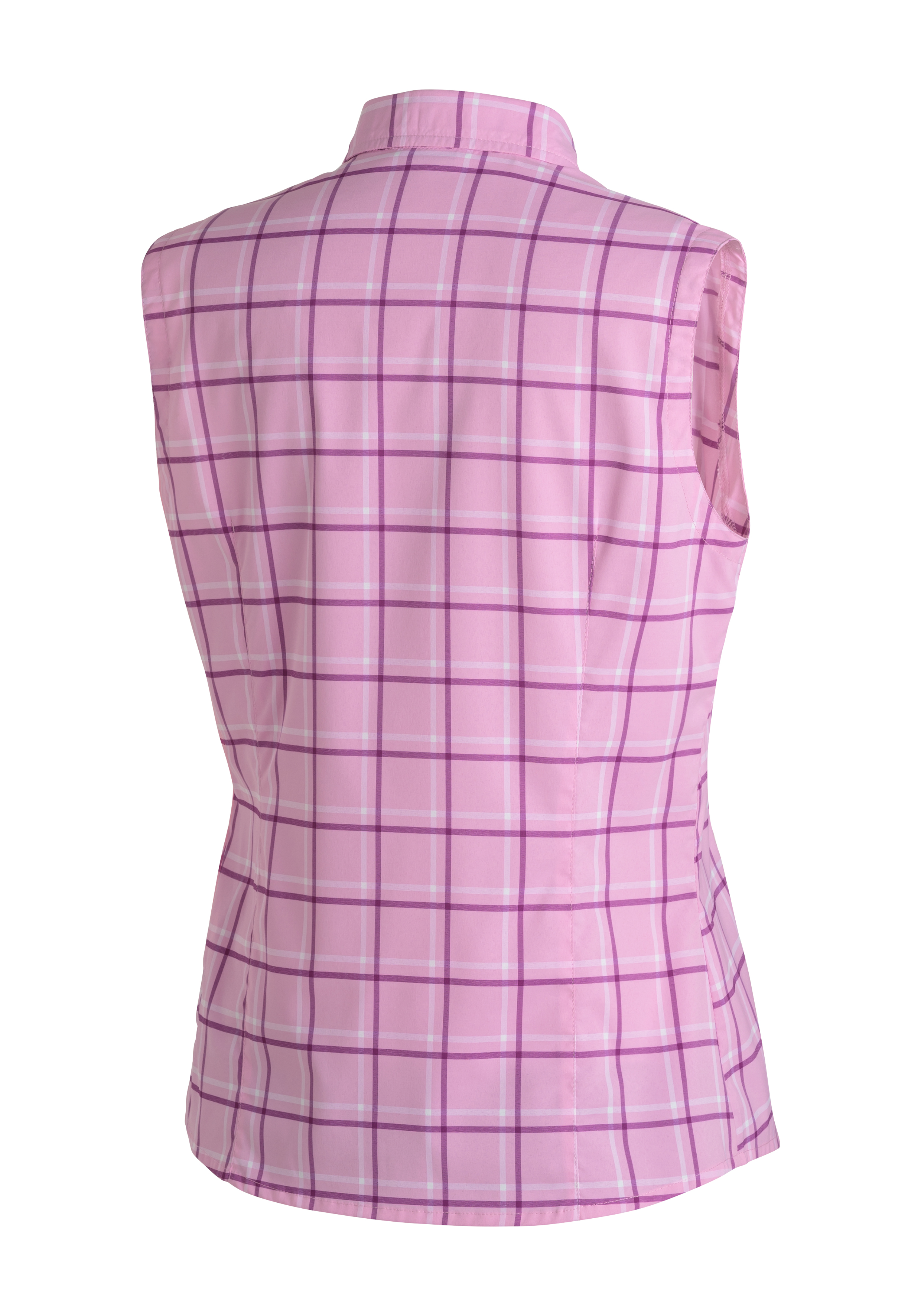 Platzhemd, Karo, Rosenfärbige, Ärmellos, Pinke Bluse