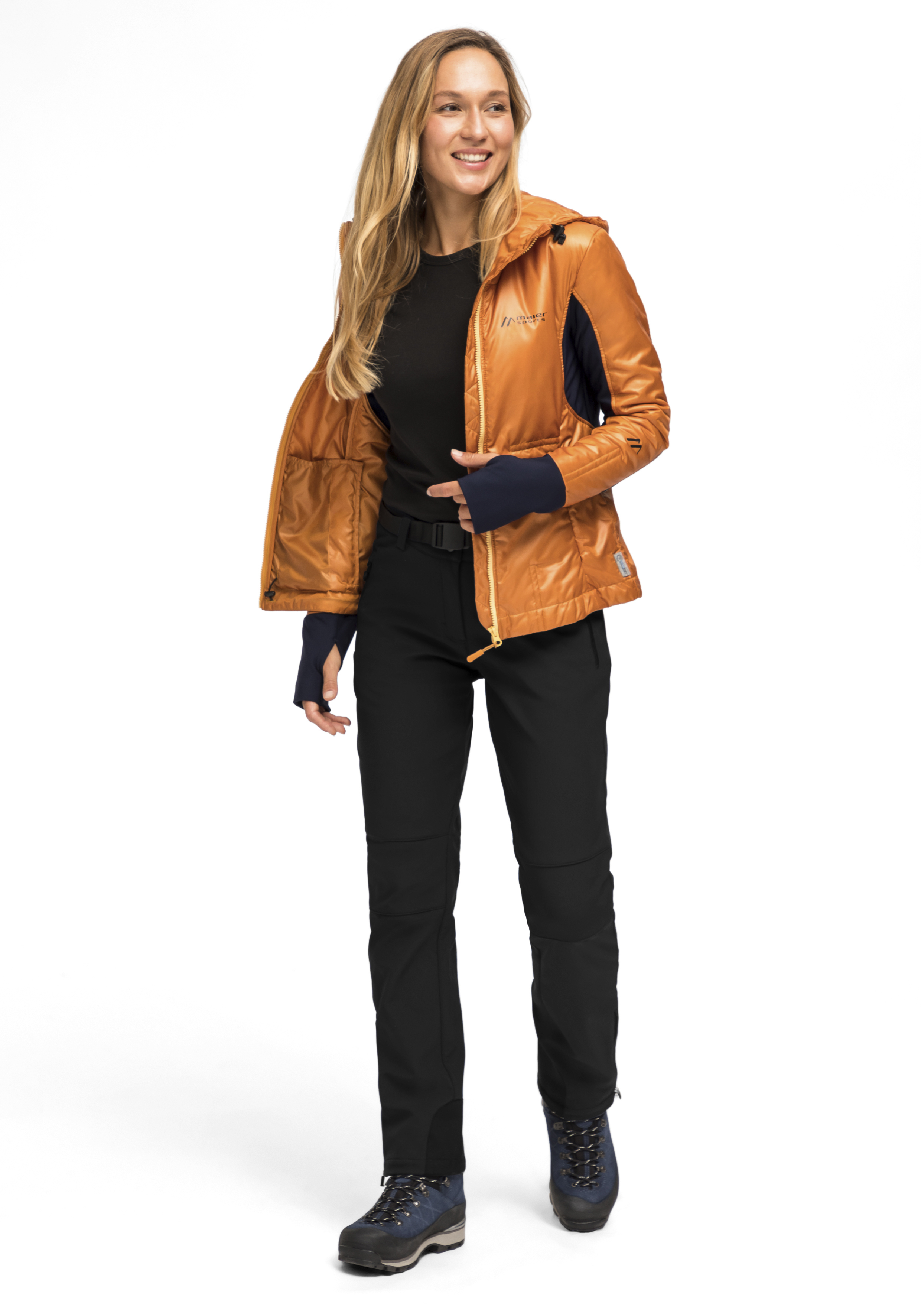 Jacke, Daunenjacke, orange, Reißverschluss, Hose