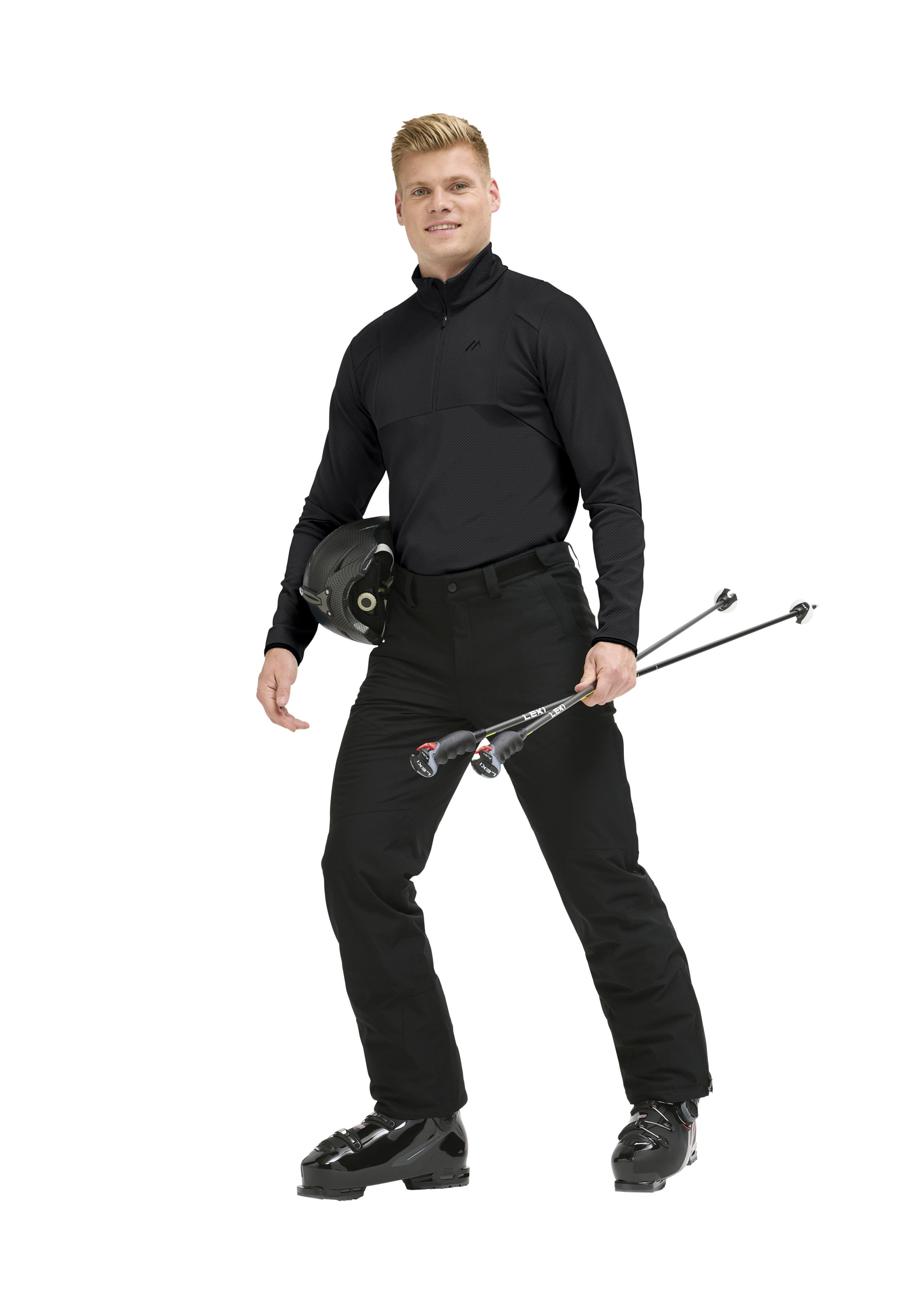 Lipno HZ M Skihose, Skijacke, Herrenoutfit, Skistöcke, Schwarz