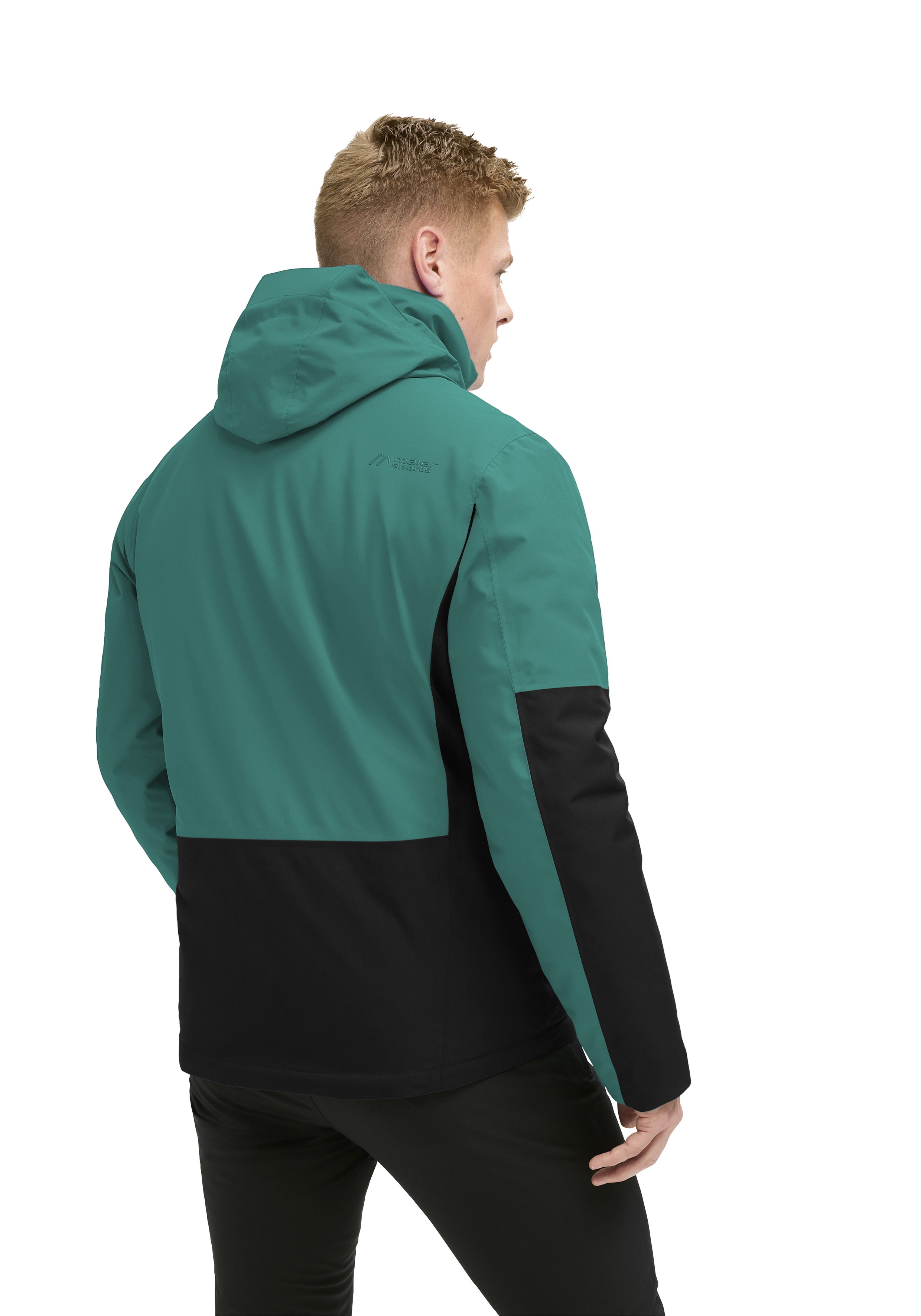 Golte Hoodie, Softshell, Teal, Schwarz seitenteil, Jacke Rücken