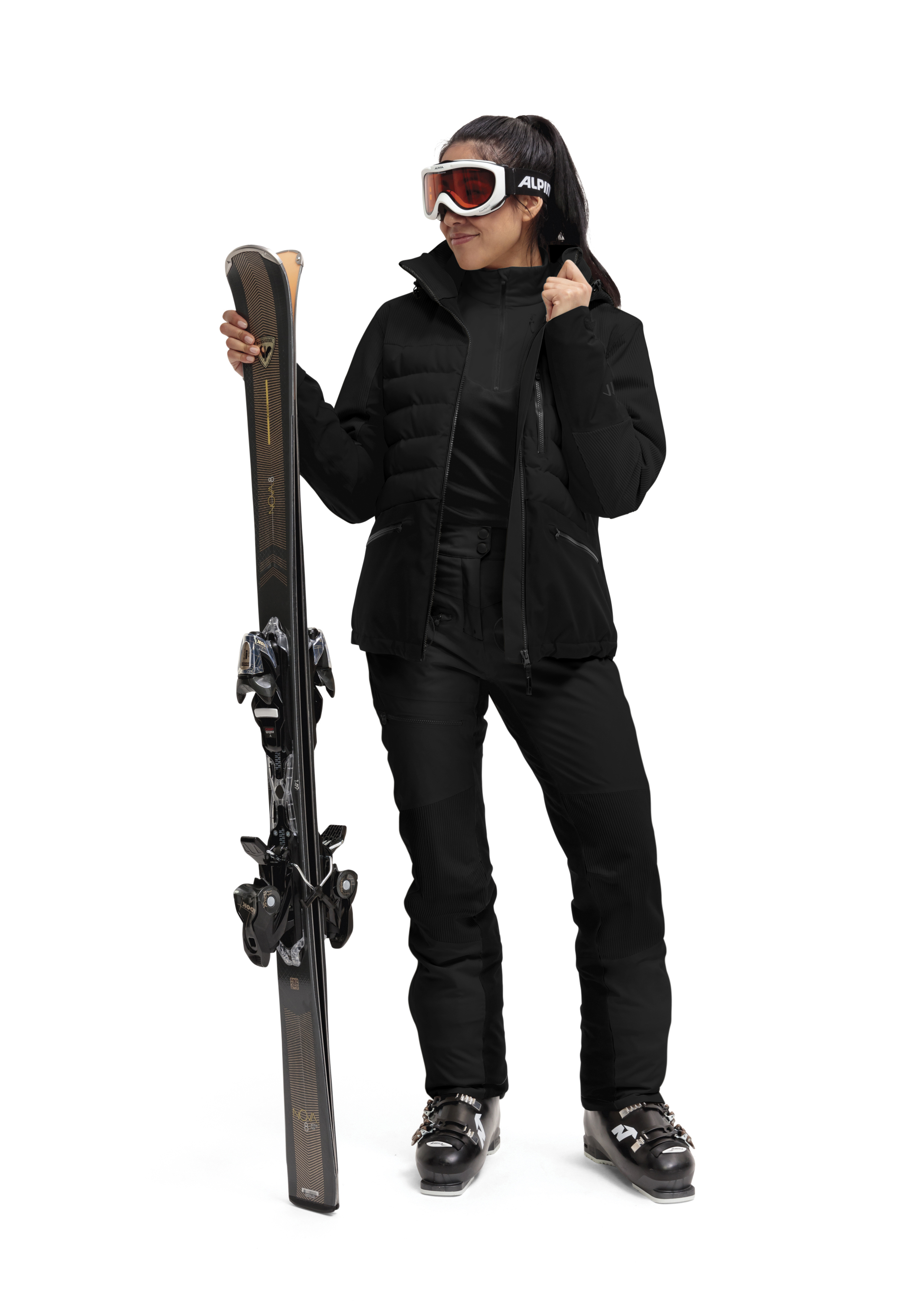 Whiteglam W skiausrüstung, schnee, skijacke, goggles, schuhe