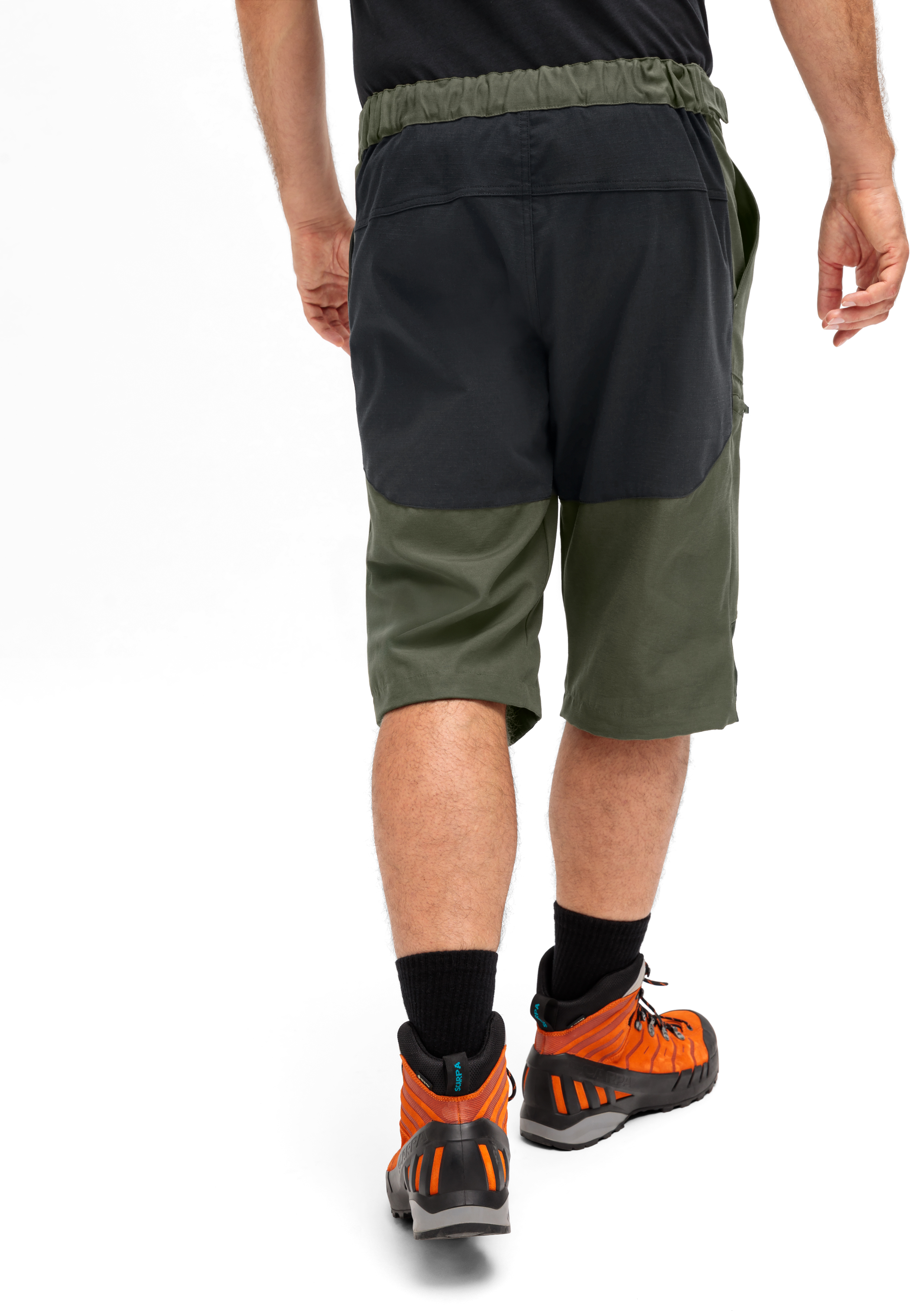 kurze Hose, Cargo-Shorts, olivgrün, zweifarbig, elastischer Bund