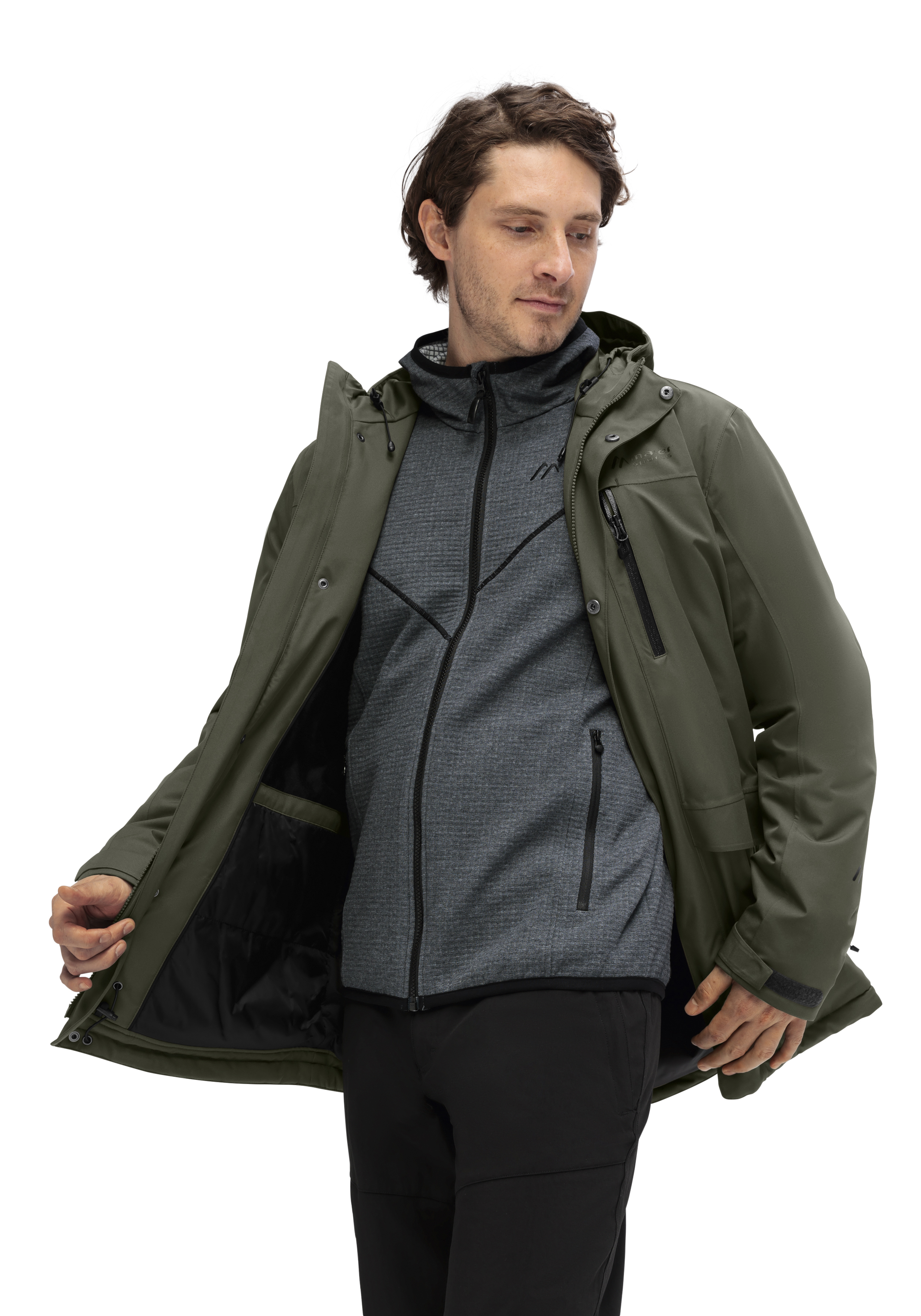 Peyor long jacke, anorak, olivgrün, hardshell, reissverschluss