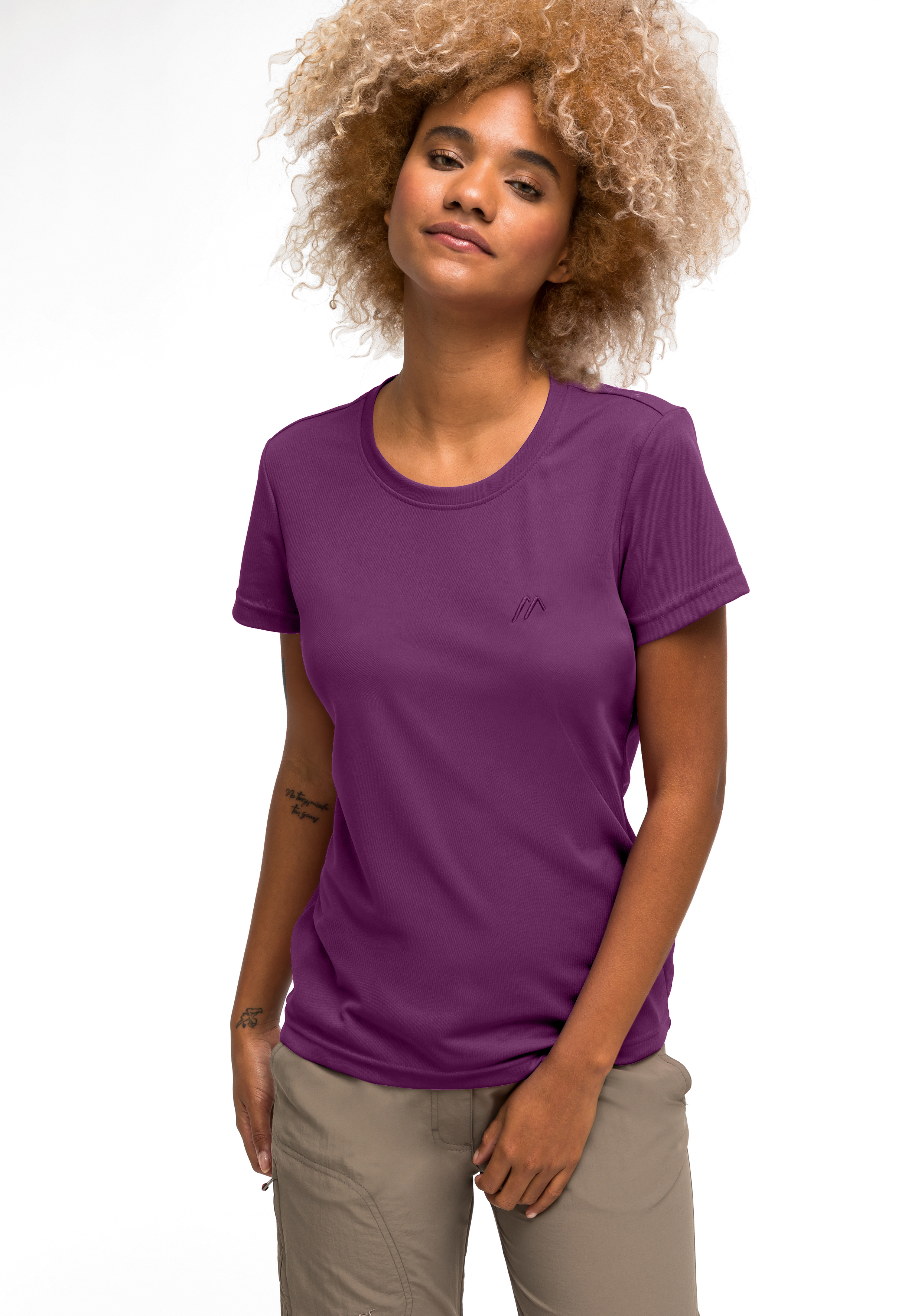 t-shirt, kurzarm, lila, unifarben, frauen, t-shirt, kurzärmlig, lila, Rundhals, einfarbig