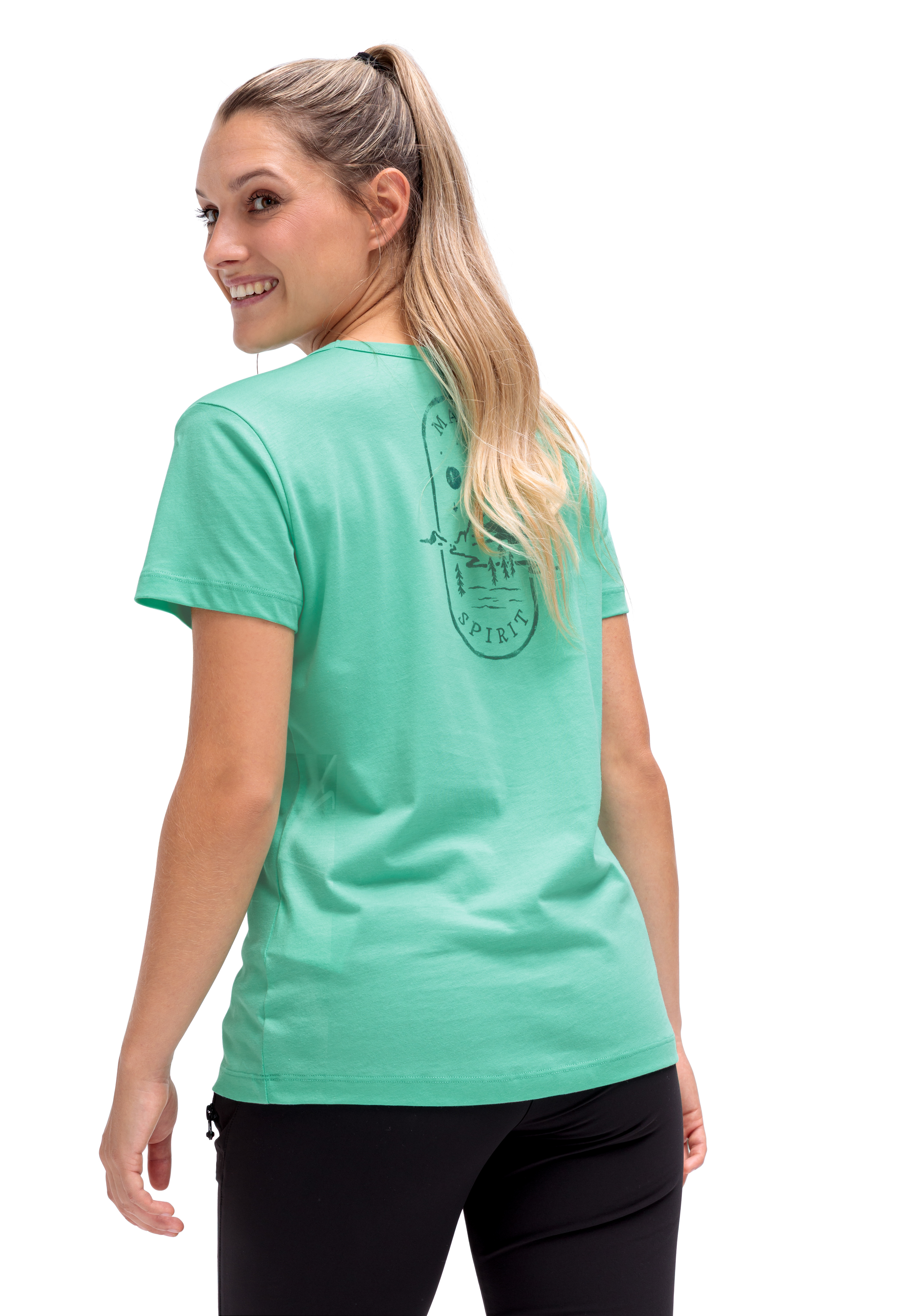 t-shirt, mint green, back print, short sleeves, casual top