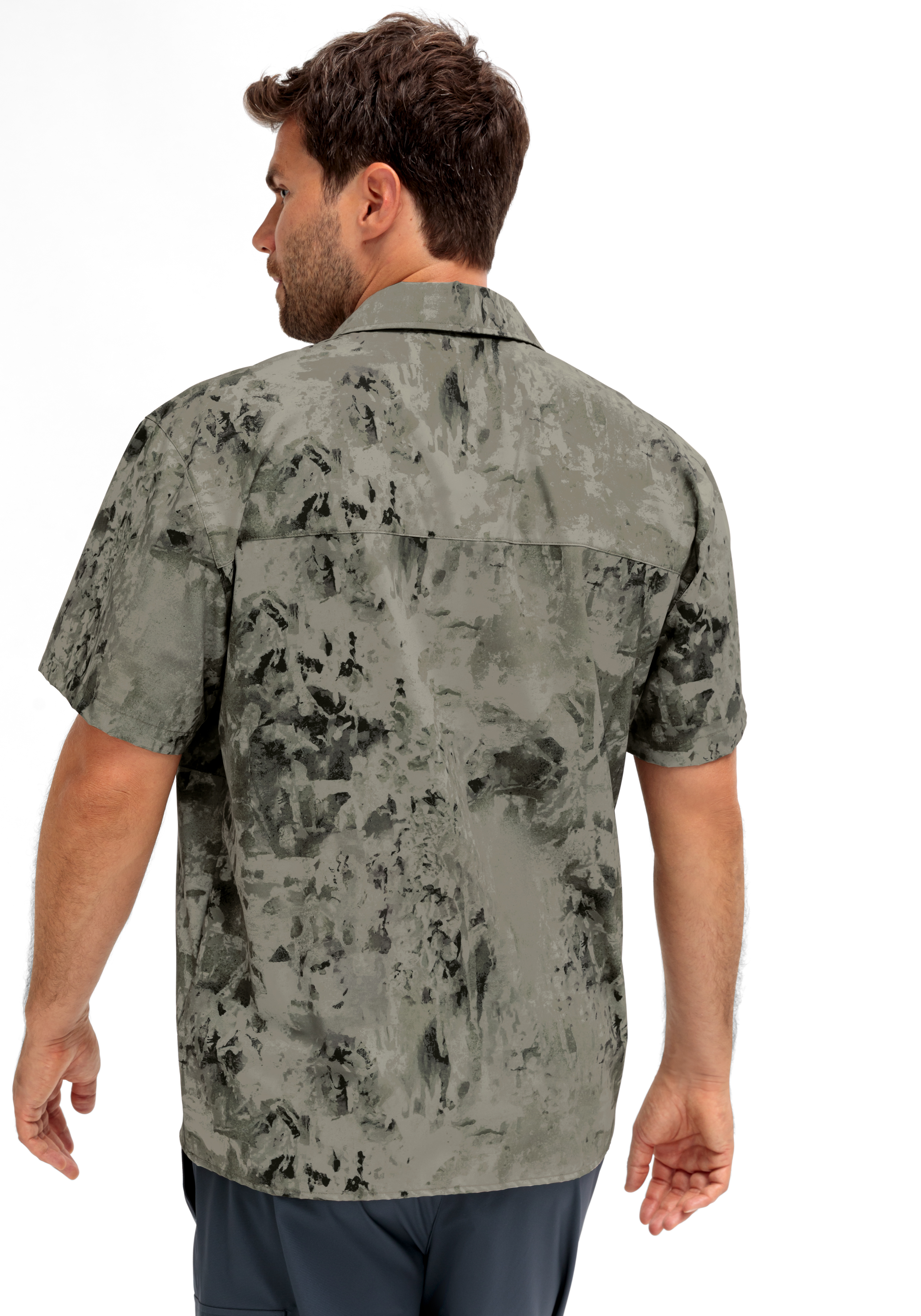 Hemd, Kurzarm, Muster, Grauer Stil, Kragen