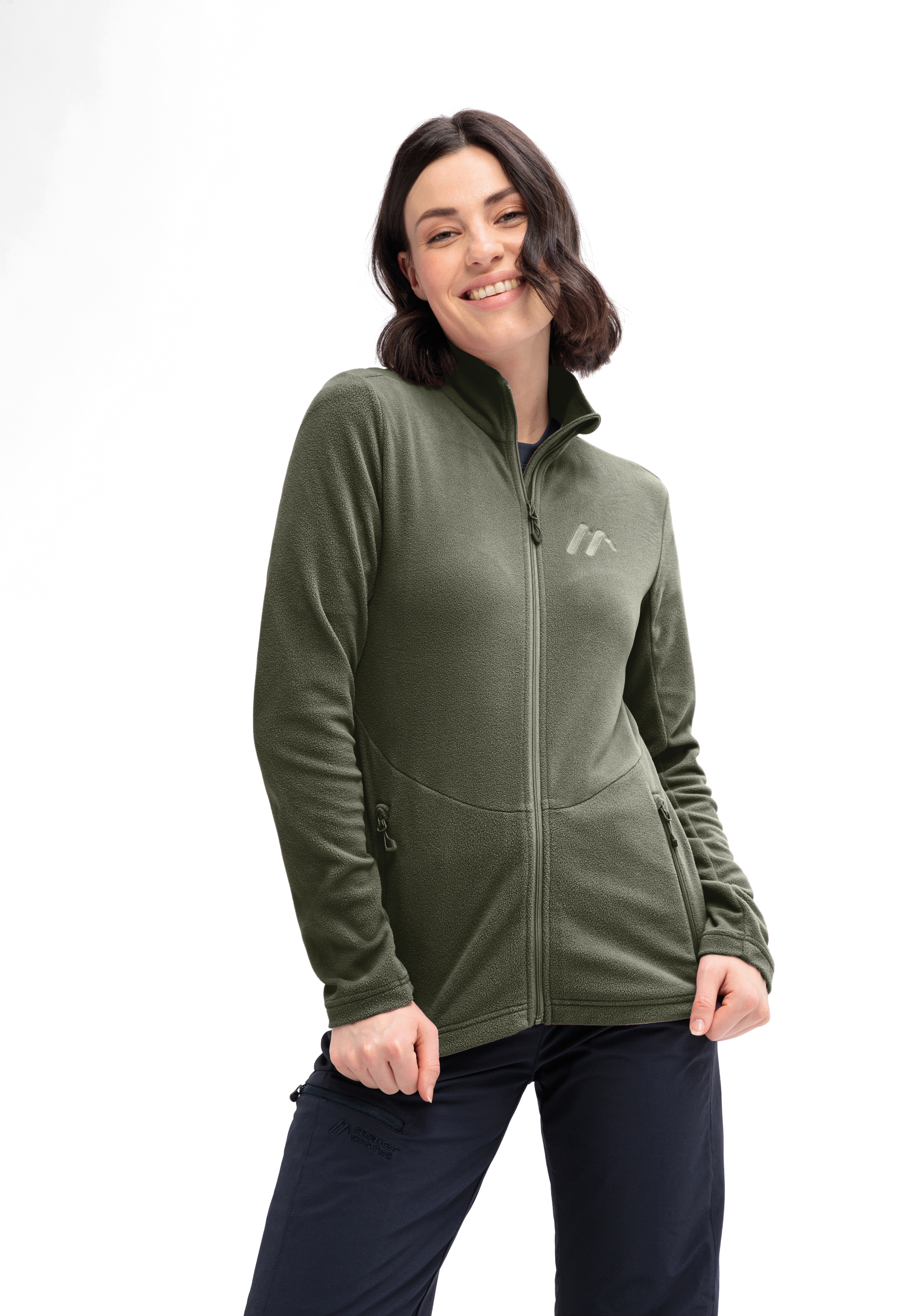 Fleecejacke, Reißverschluss, Green, Langarm, Taillierte Passform