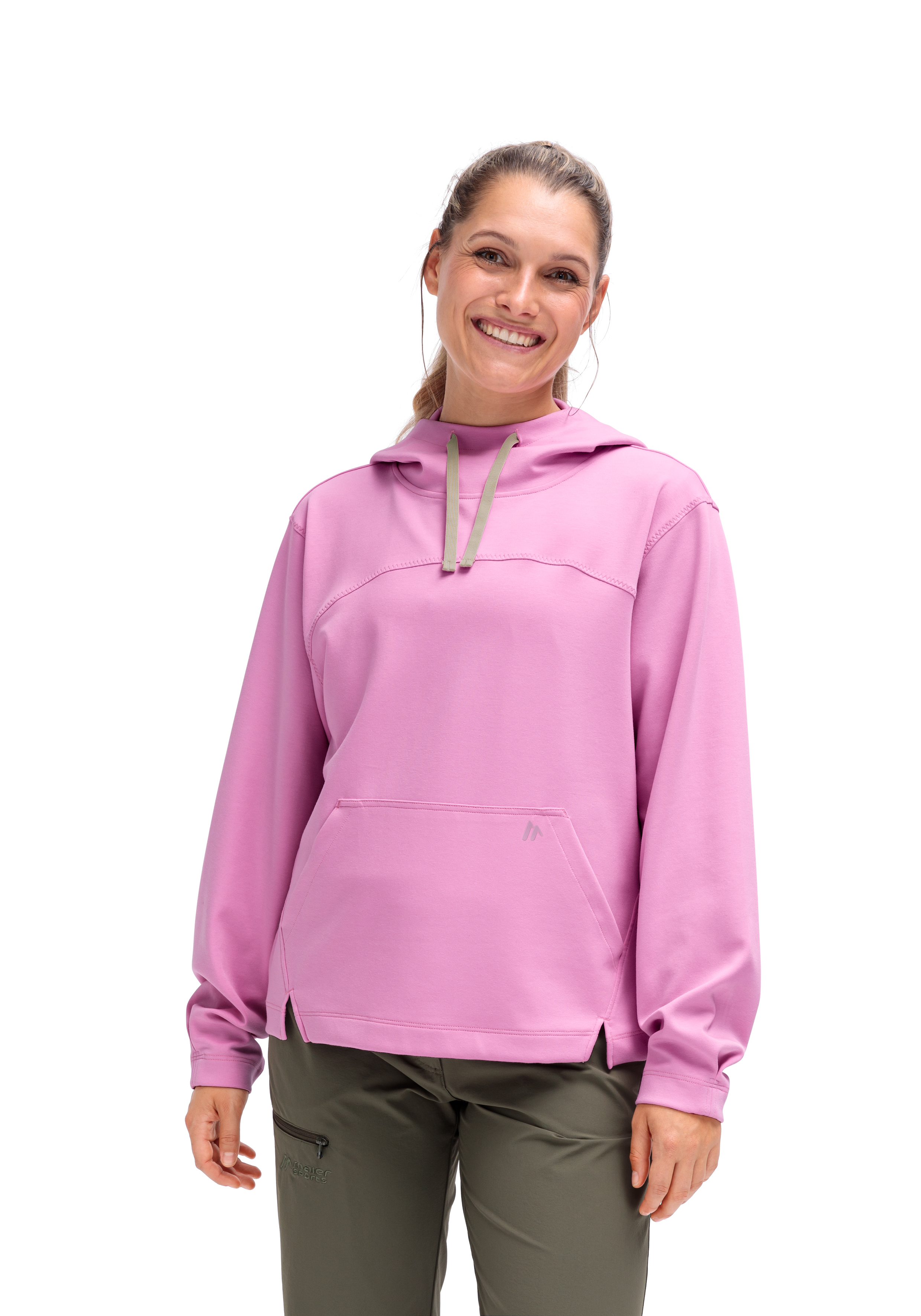 Hoodie, roze hoodie, kängurutasche, kordelzug, langärmlig