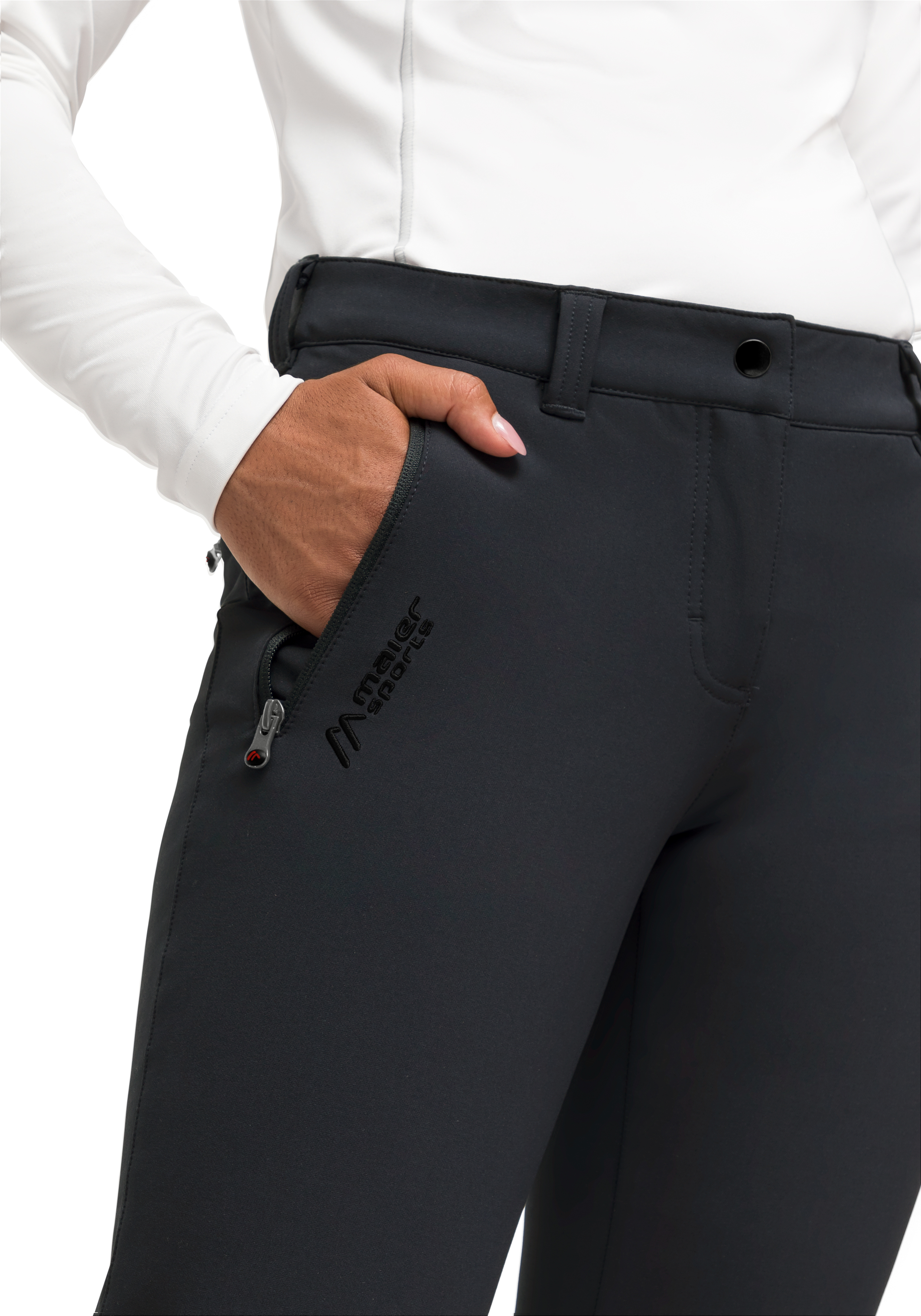 Helga slim softshell, Pants, Reißverschluss Tasche, dunkelgrau, Bund