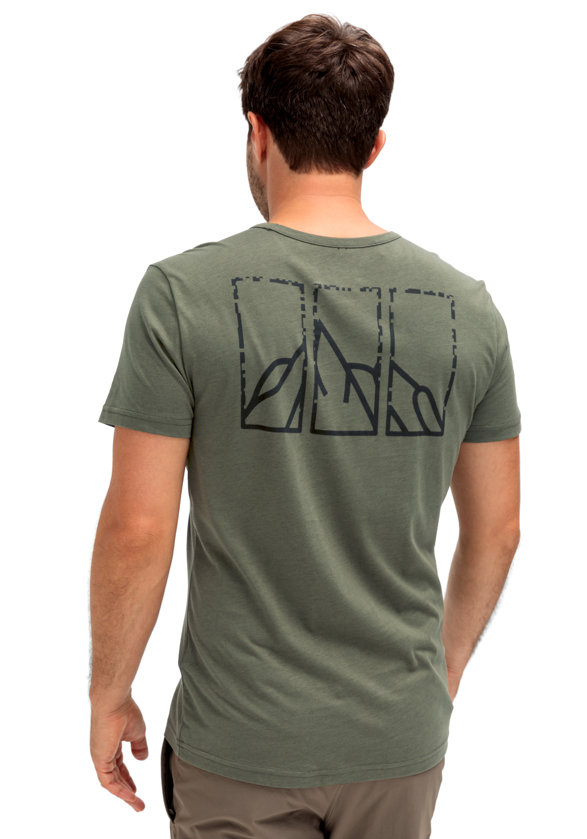 T-Shirt, Oliv, Rückenprint, Kurzarm, Casual