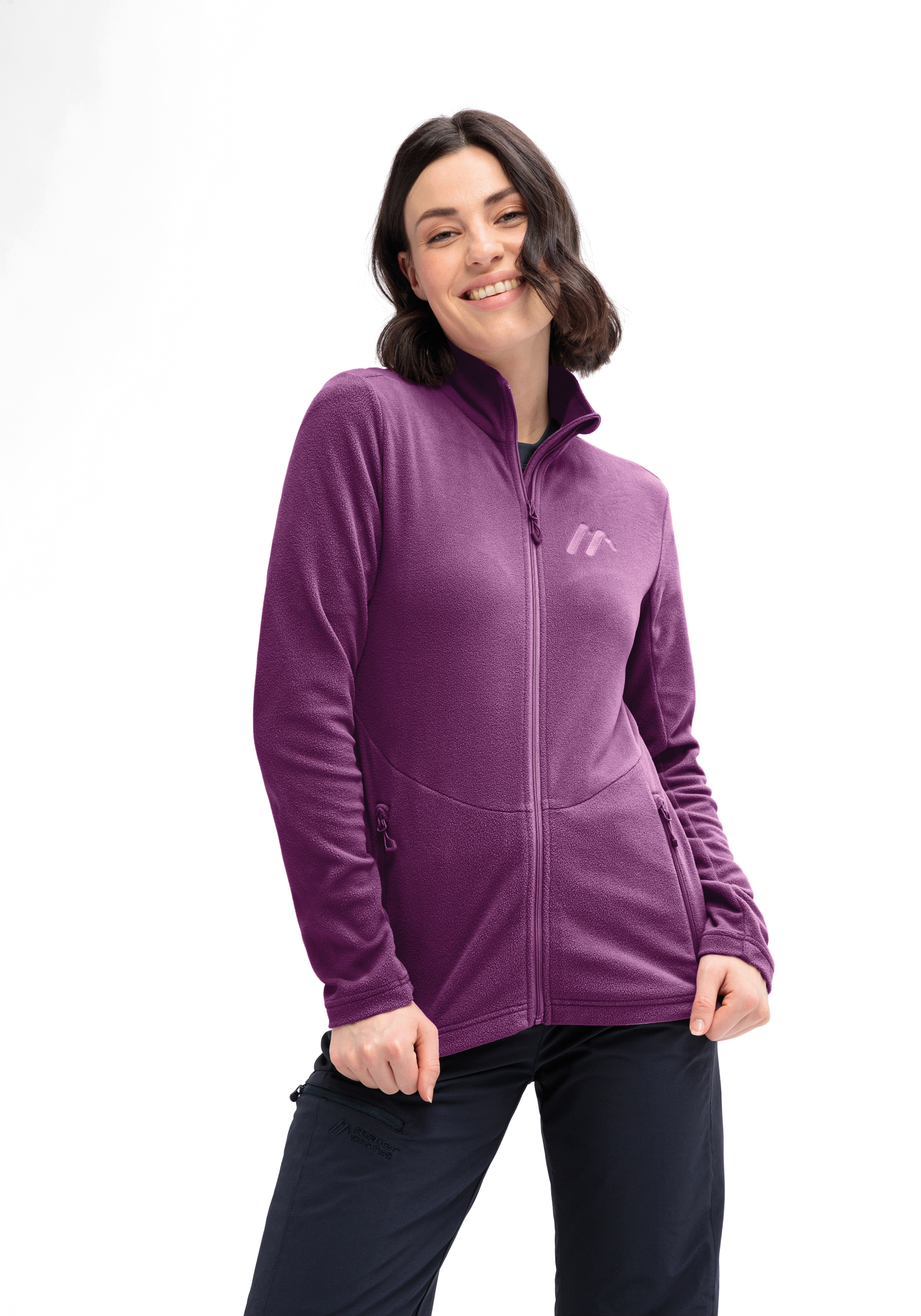 Fleecejacke, Reißverschlussjacke, Lila, Langarm, Outdoor-Bekleidung