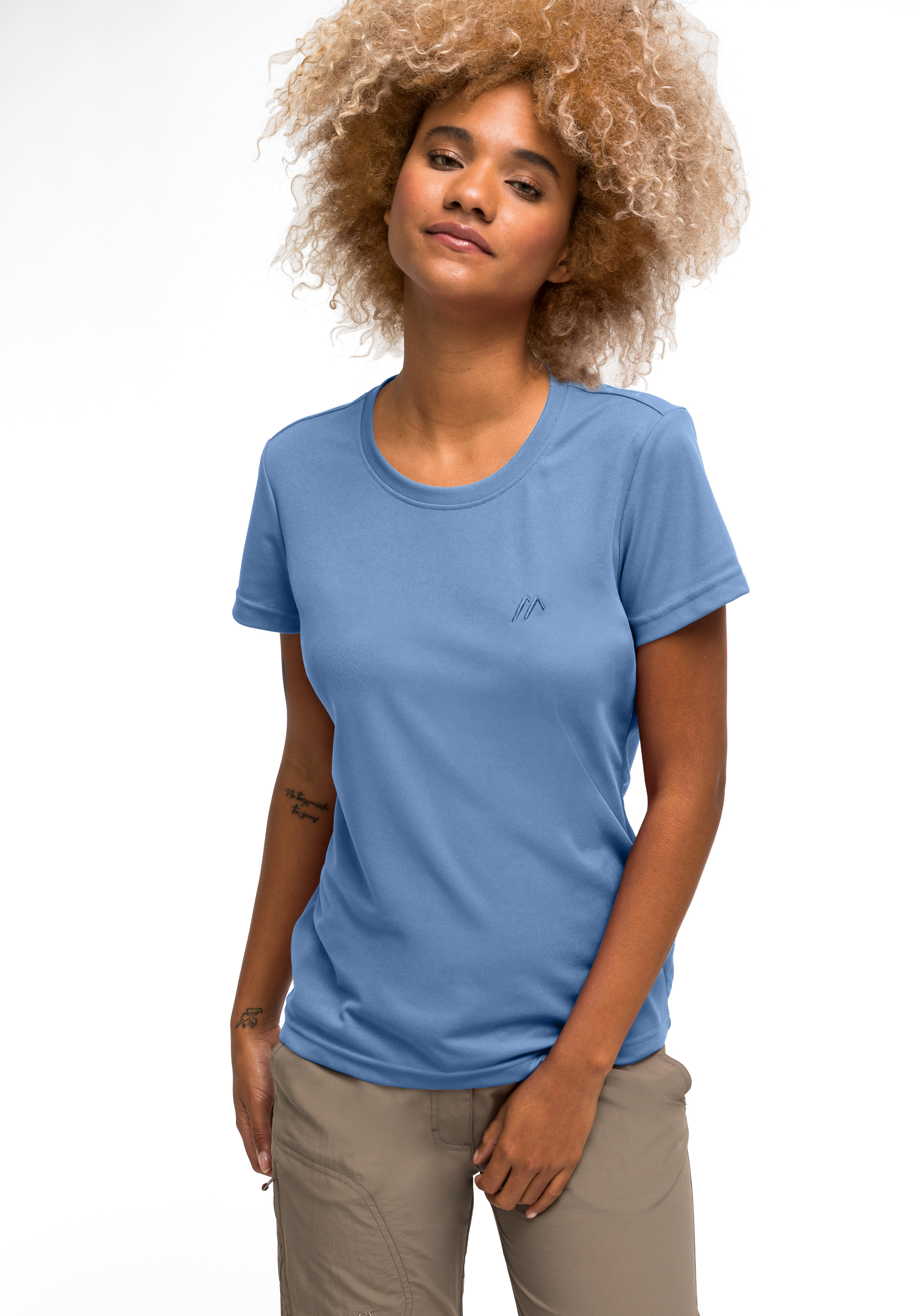 T-Shirt, Kurzarm, Rundhalsausschnitt, Unifarben, Baumwolle (oder Baumwollmischung), T-Shirt, Kurzarm, Rundhals, Uni, Hellblau