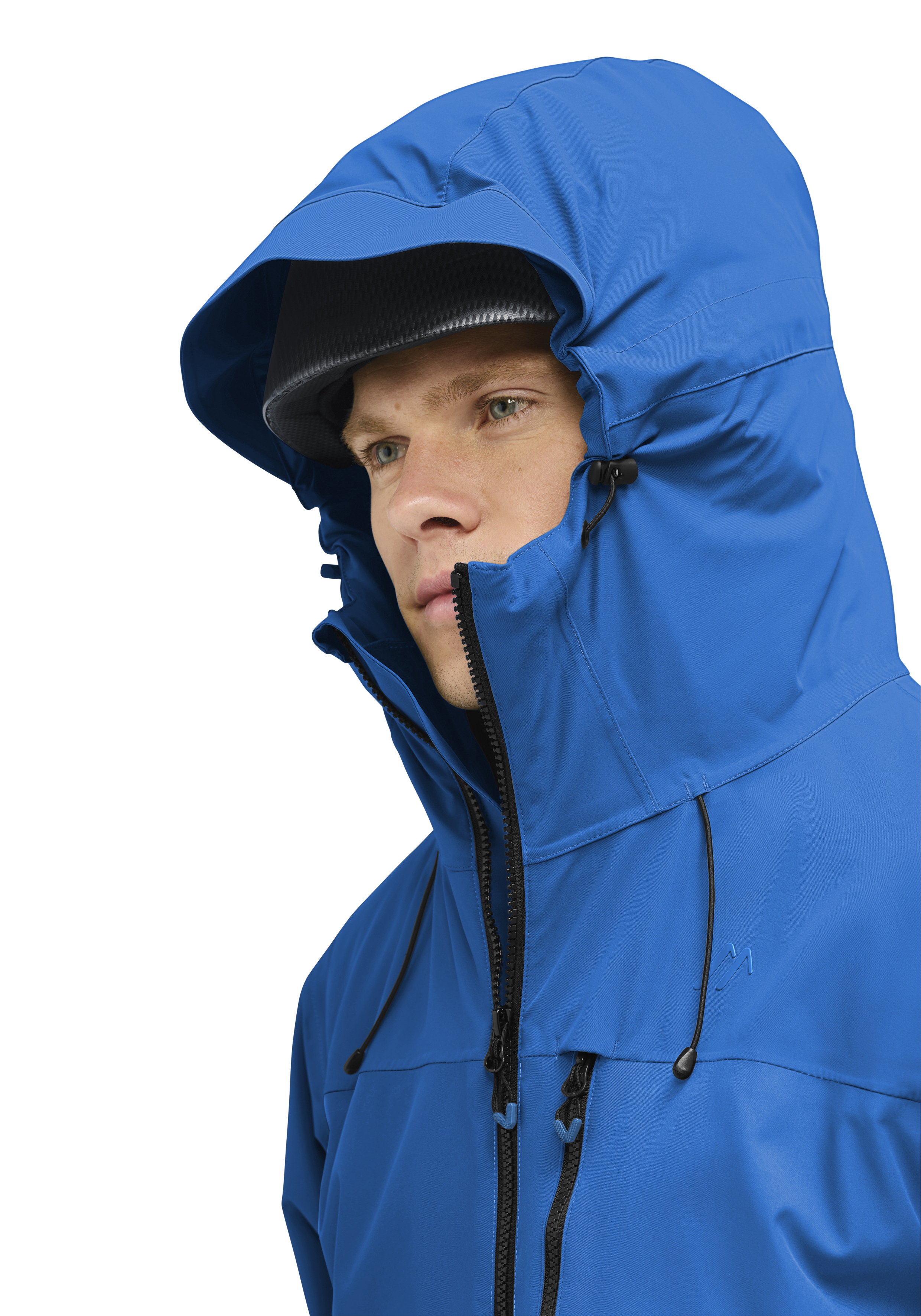 Hooded jacket, Blue outerwear, Windproof, Zipper, Hood with drawstrings