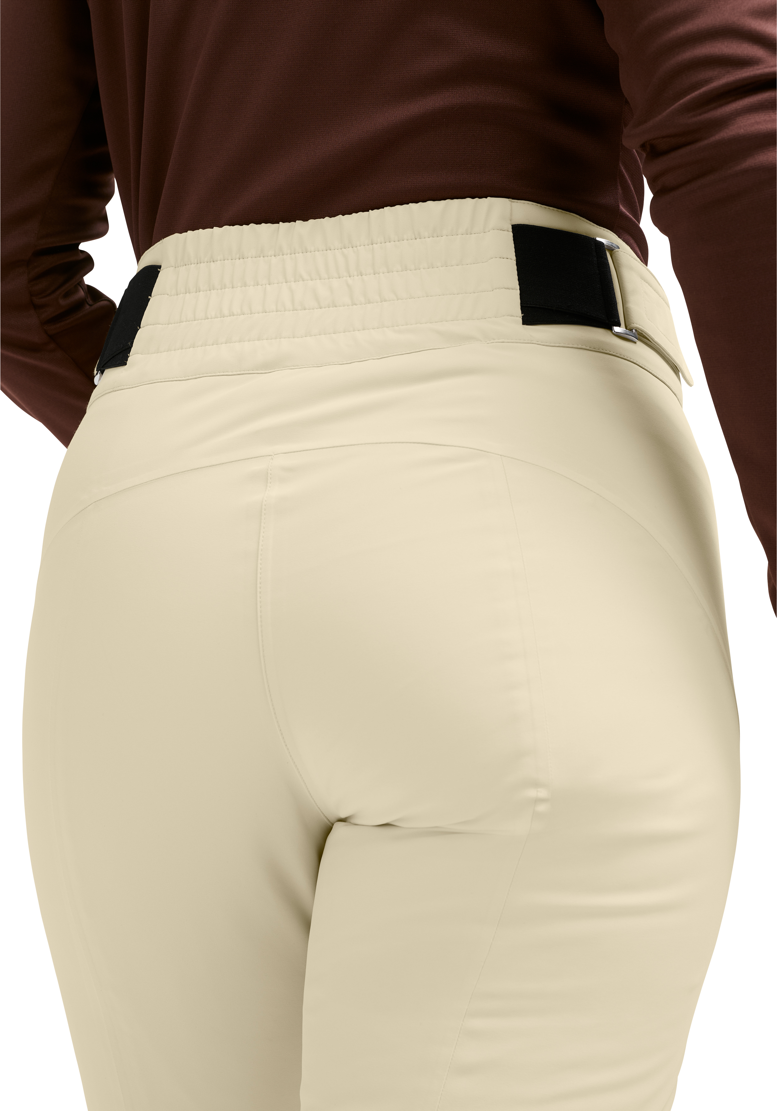 Taillenbund, Gürtel, beige Hose, High-Waist, elastischer Stoff