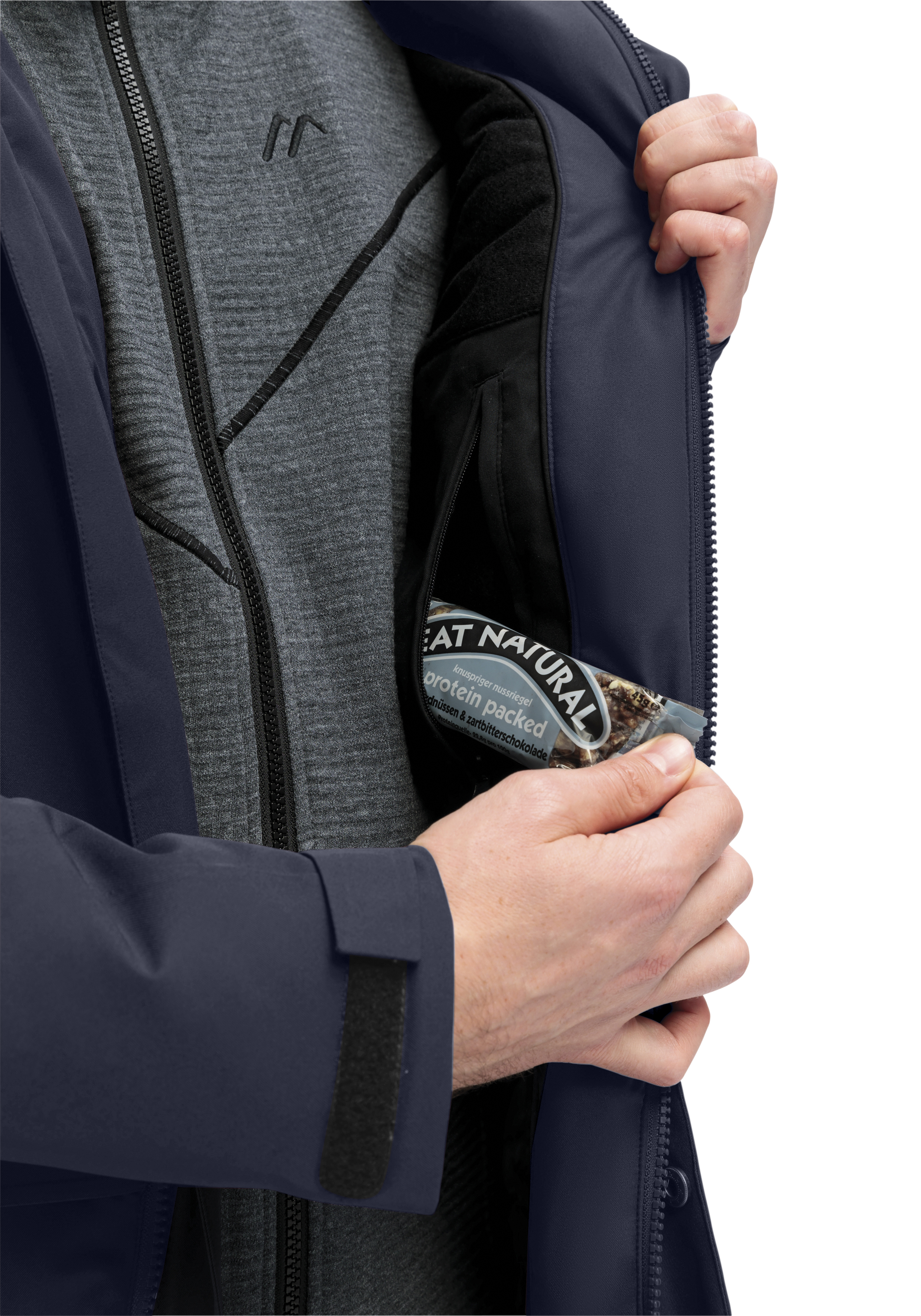 Peyor long Mantel, Jacke, Finger, Langer Ärmel, Weste, jacke, reissverschluss, tasche, schokolade, inneres_fach, Jacke, Reißverschluss, Tasche, Snackriegel, Grau