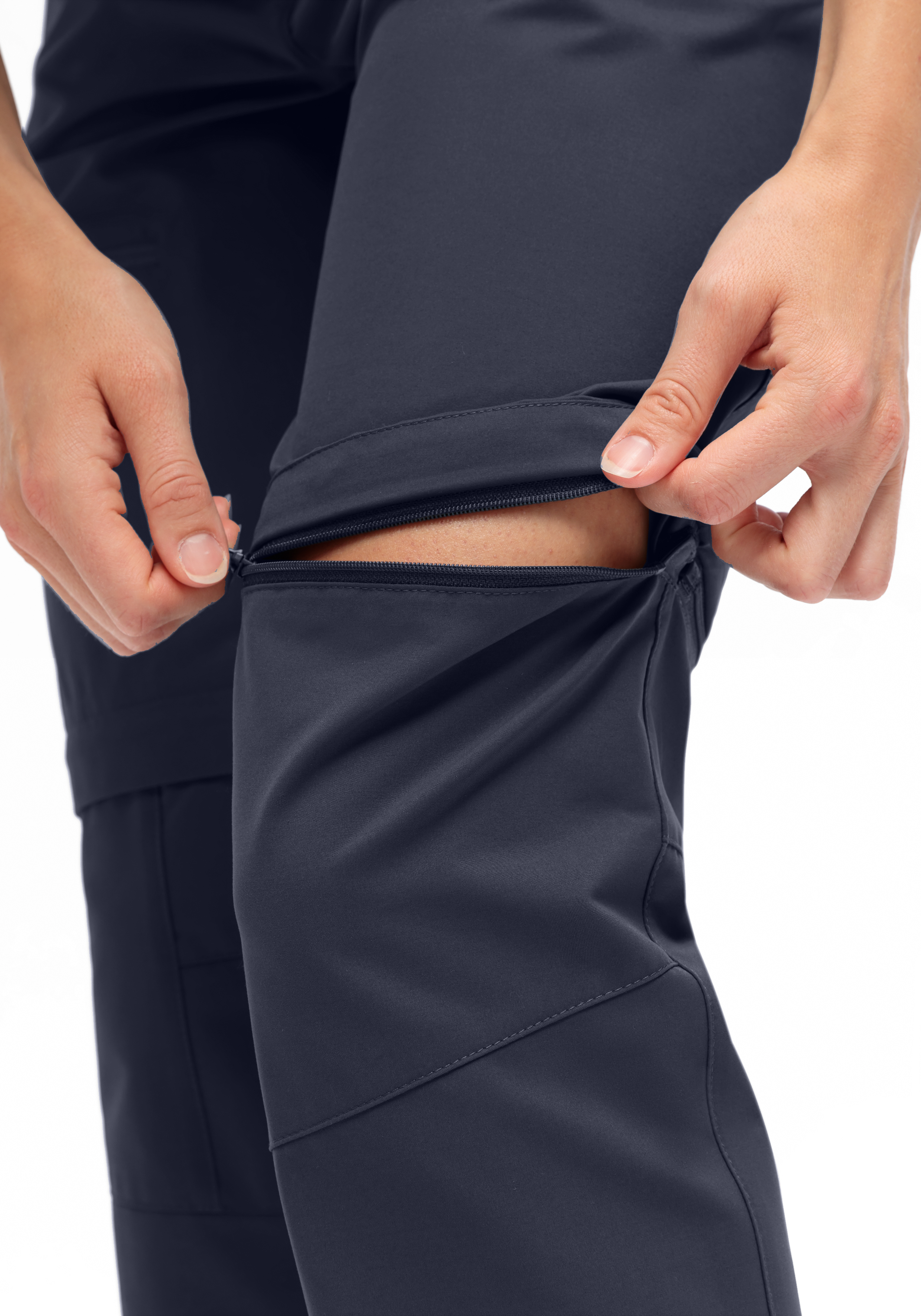 Bekleidung, Hosen, Körperteil, Hüfte, Person, Hosen, Hüfte, Person, Erwachsener, Frau, Hose, Reißverschluss-Tasche, Seitliche Tasche, Navy, Stretch-Gewebe