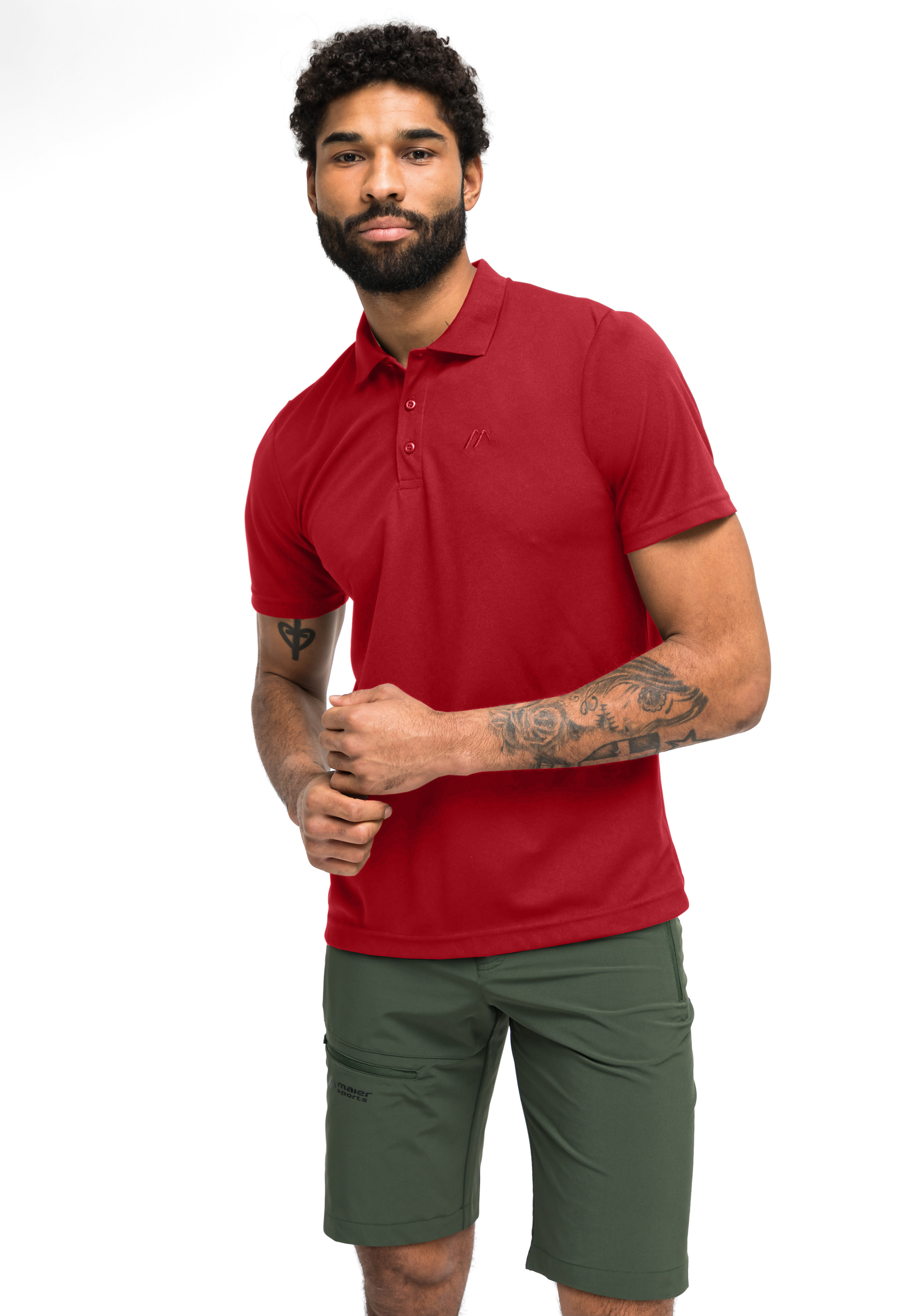 polohemden, rotes polohemd, kurzarm, herrenkleidung polo, casual wear, Polohemd, rotes Polohemd, Shorts, Cargo-Shorts, getatta Mann