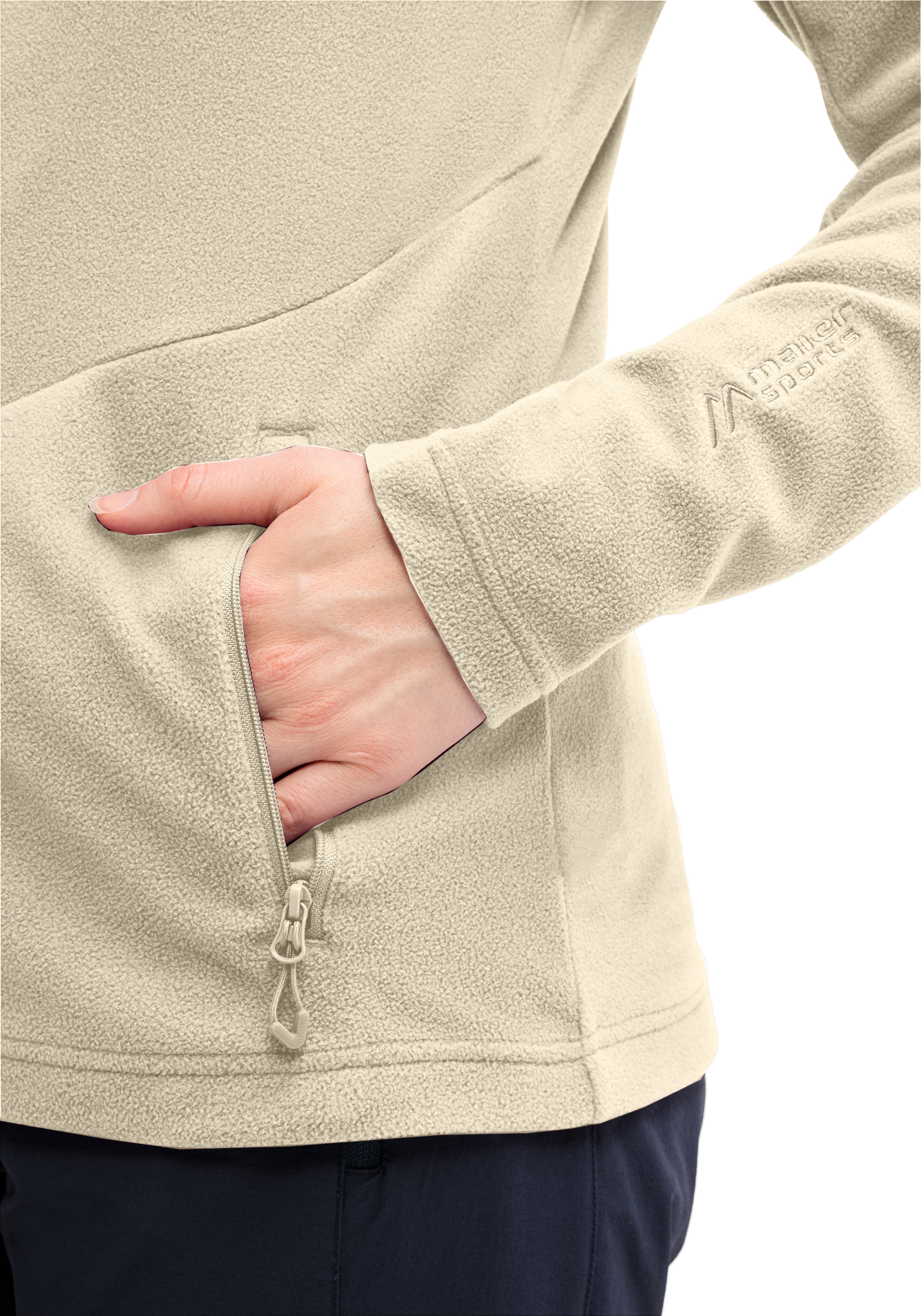 Langarm, Ärmel, Strickwaren, Pullover, Vlies, fleece, fleece jacket, zip pocket, beige, long sleeve