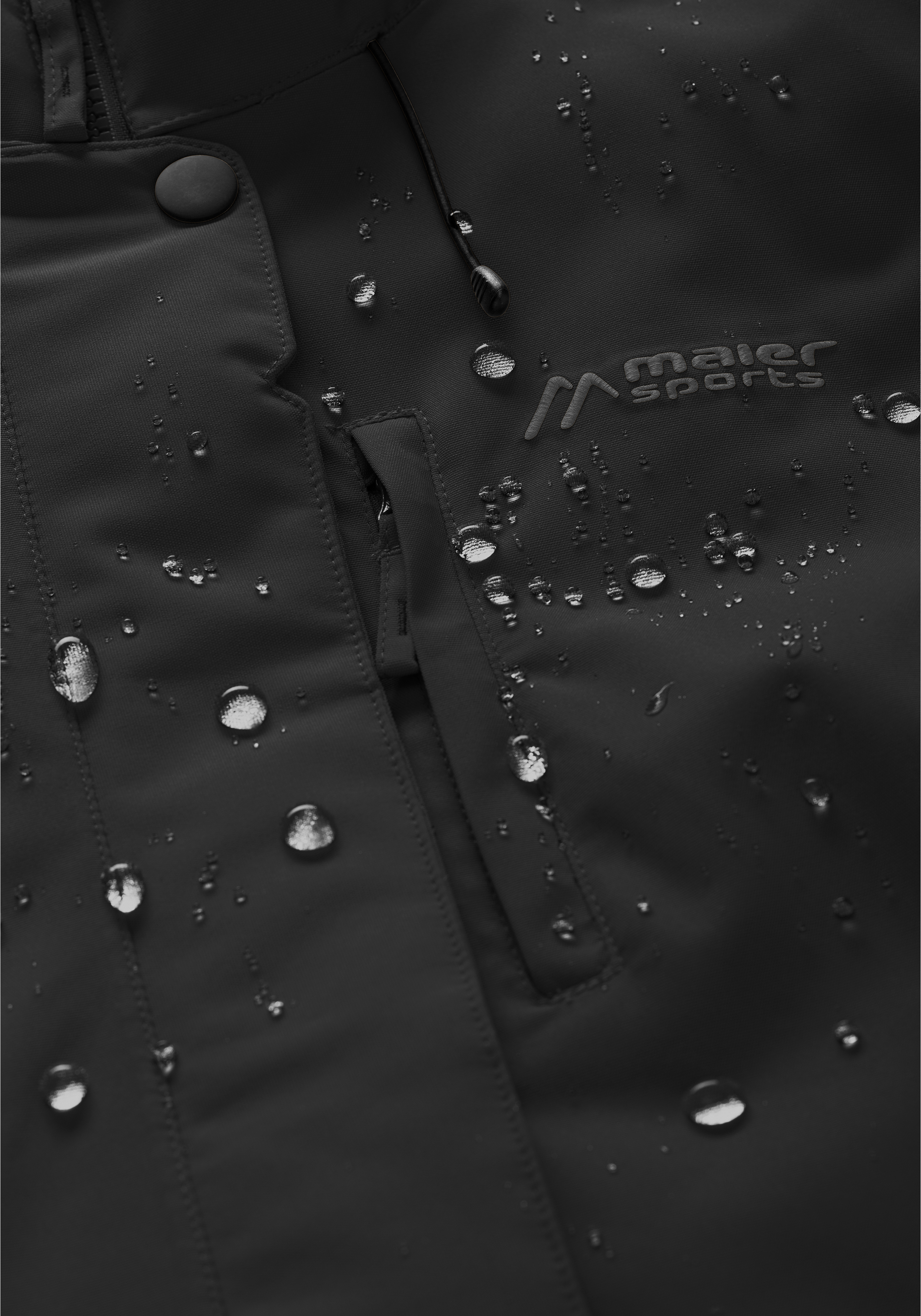 Regenjacke, Wasserabweisend, Reißverschluss, Taschen, Schwarz
