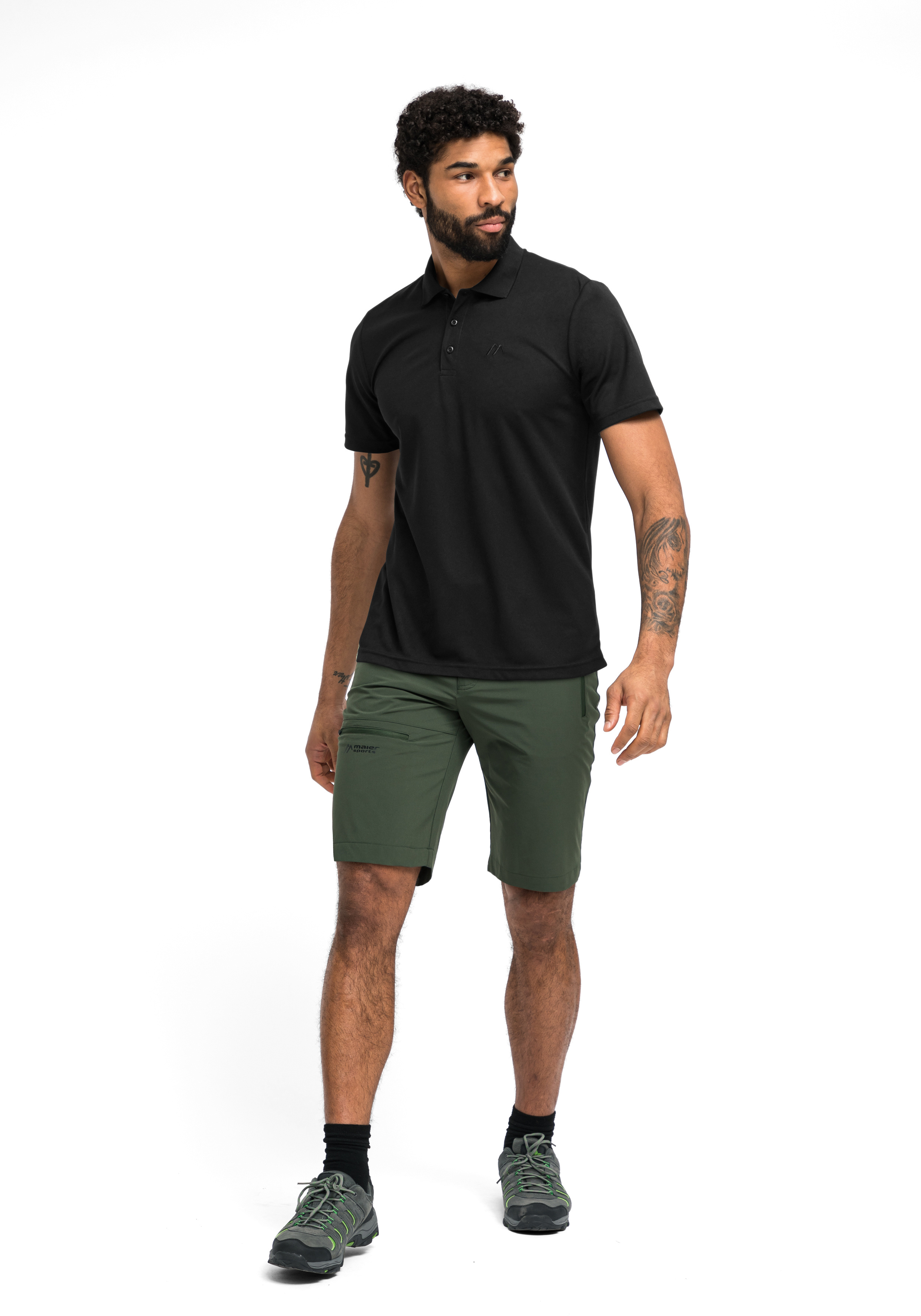 Kurze Hose, Erwachsener, Männlich, Mann, Person, Kurze Hose, T-shirt, Erwachsener, Mann, Person, Polohemd, Schwarz, kurze Hose, Grün, Sportkleidung
