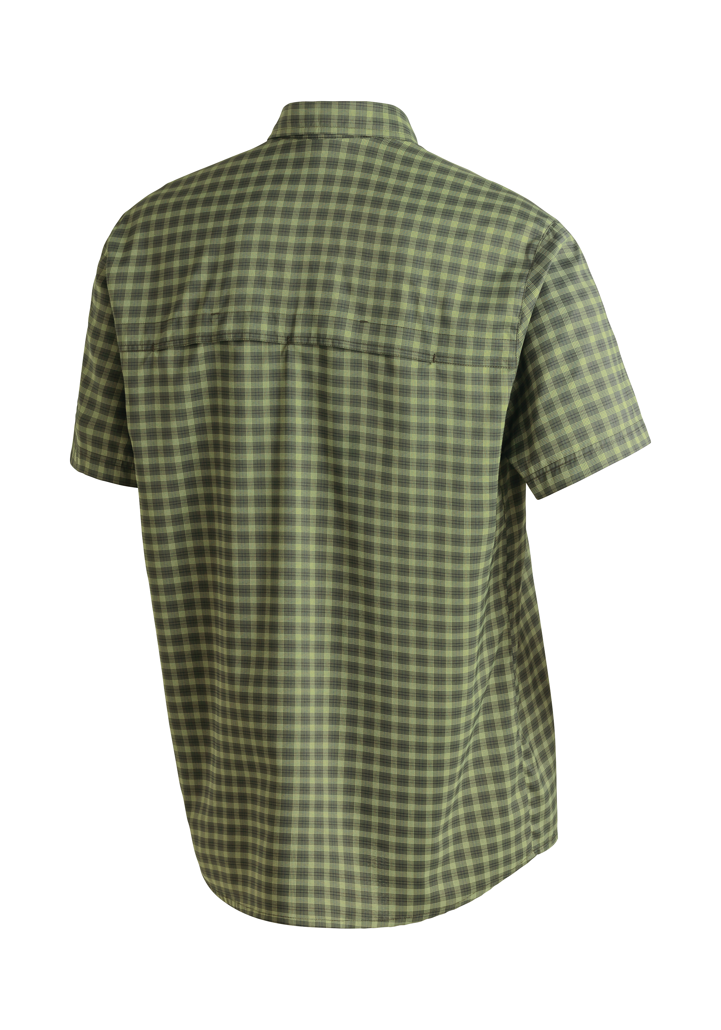 Hemd, Karo, Kurzarm, Olive, Revers-Back