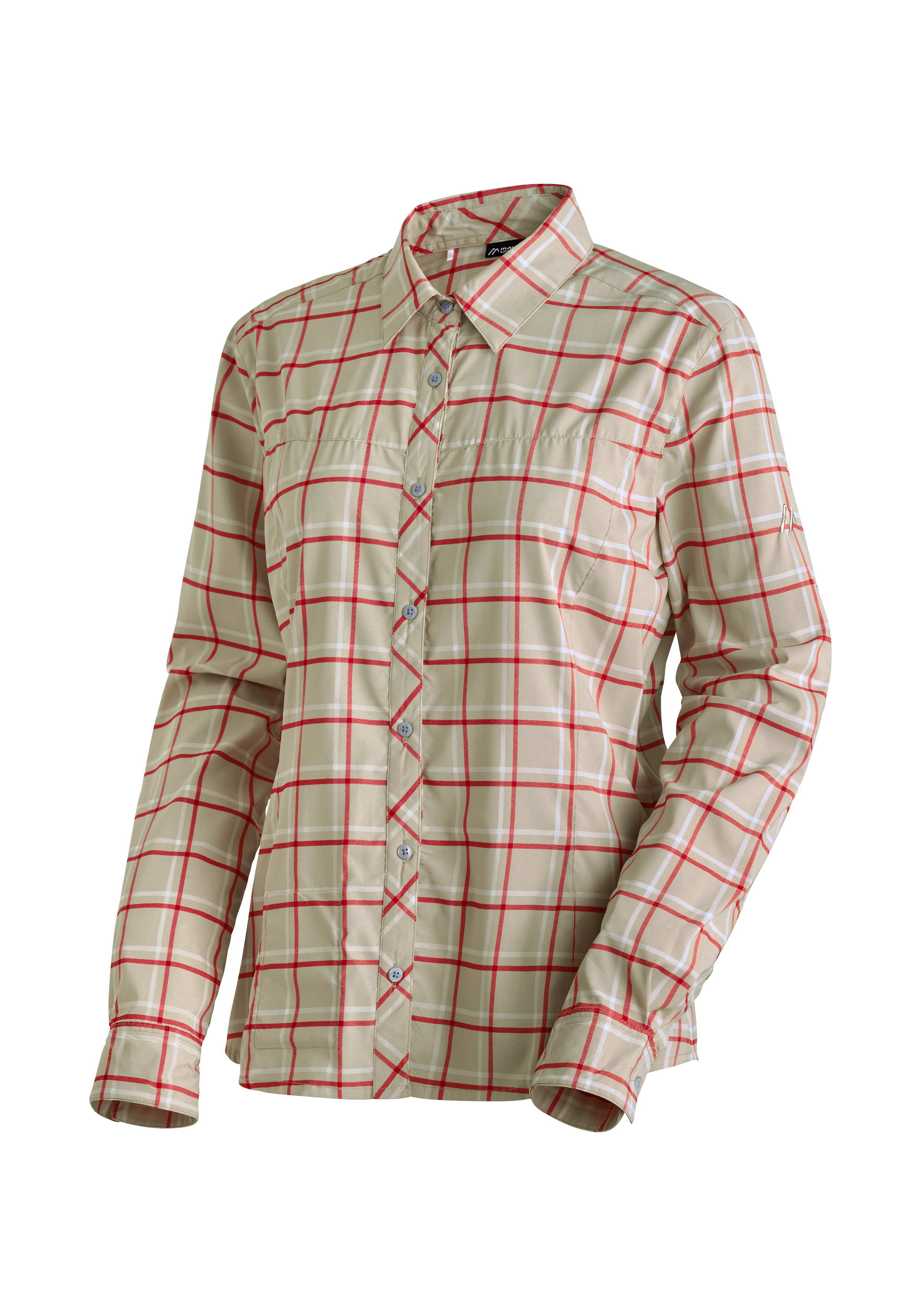 Hemd, Karo, Beige, Knopfleiste, Langarm