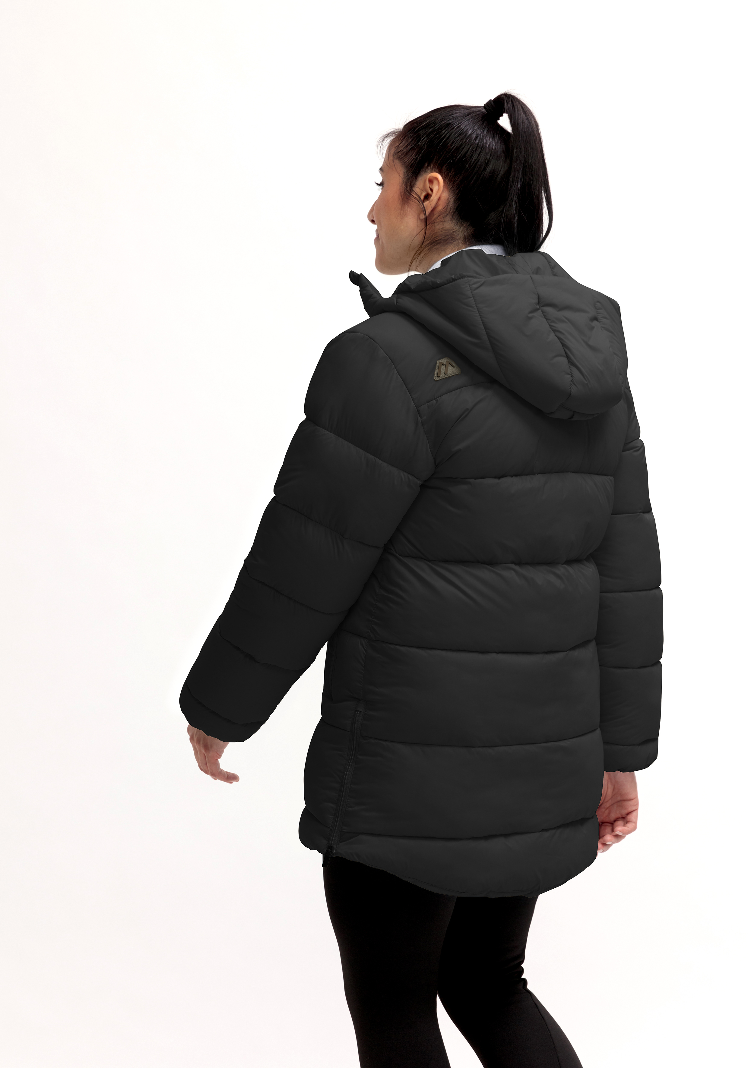 Heatcore Coat W Mantel, Jacke, Erwachsener, Person, Frau, Daunenjacke, Winterjacke, Puffer, Schwarz, Kapuze