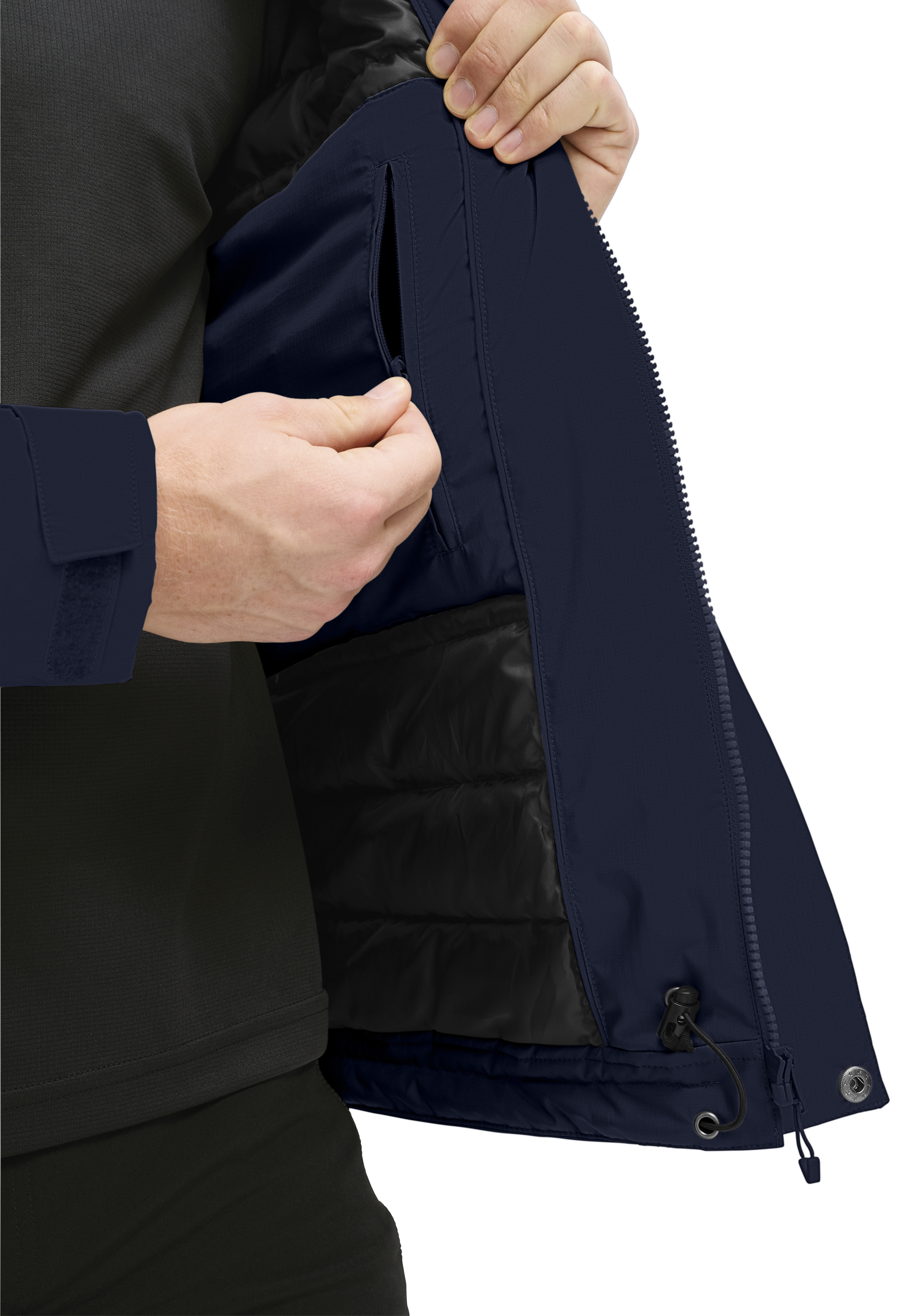 jacke, außenjacke, reissverschluss, innenseite, taschenleiste