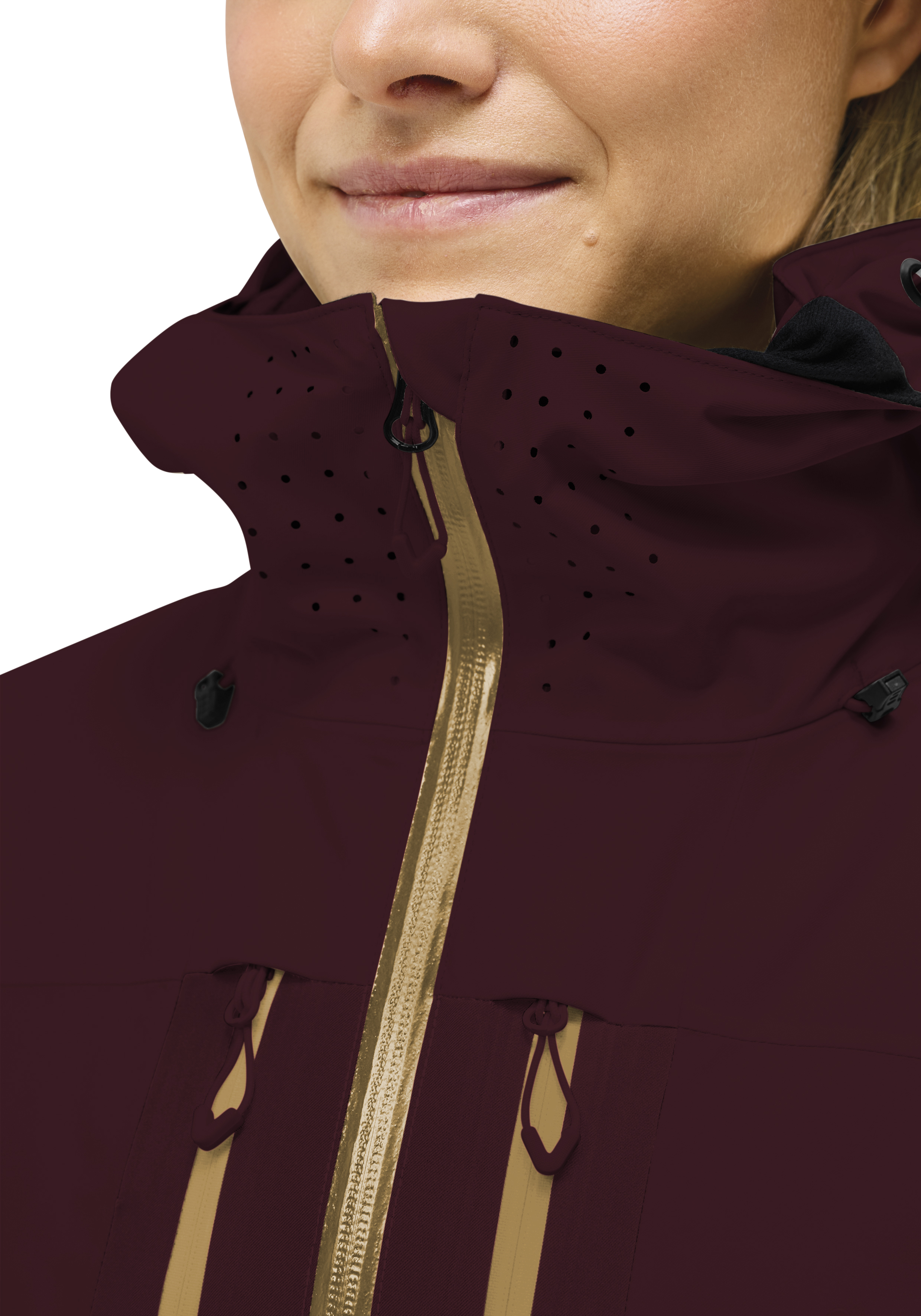jacke, windbreaker, front zipper, golden zipper, perforation pattern