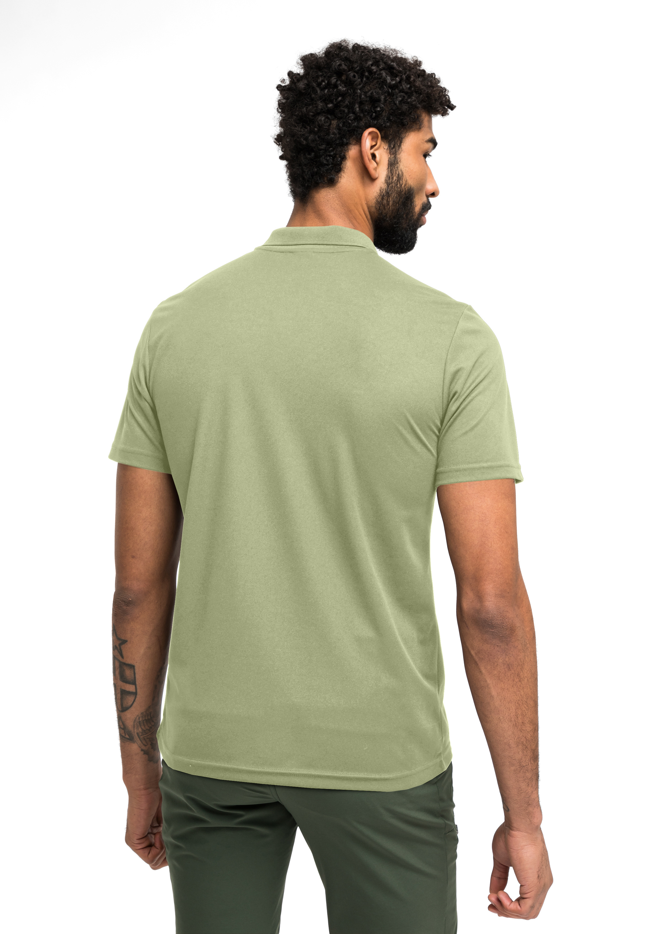 polohemd, kurzarmig, olivgrün, baumwolle, Rückansicht, polohemd, kurzarm, unifarben, baumwollmischung, olivgrün