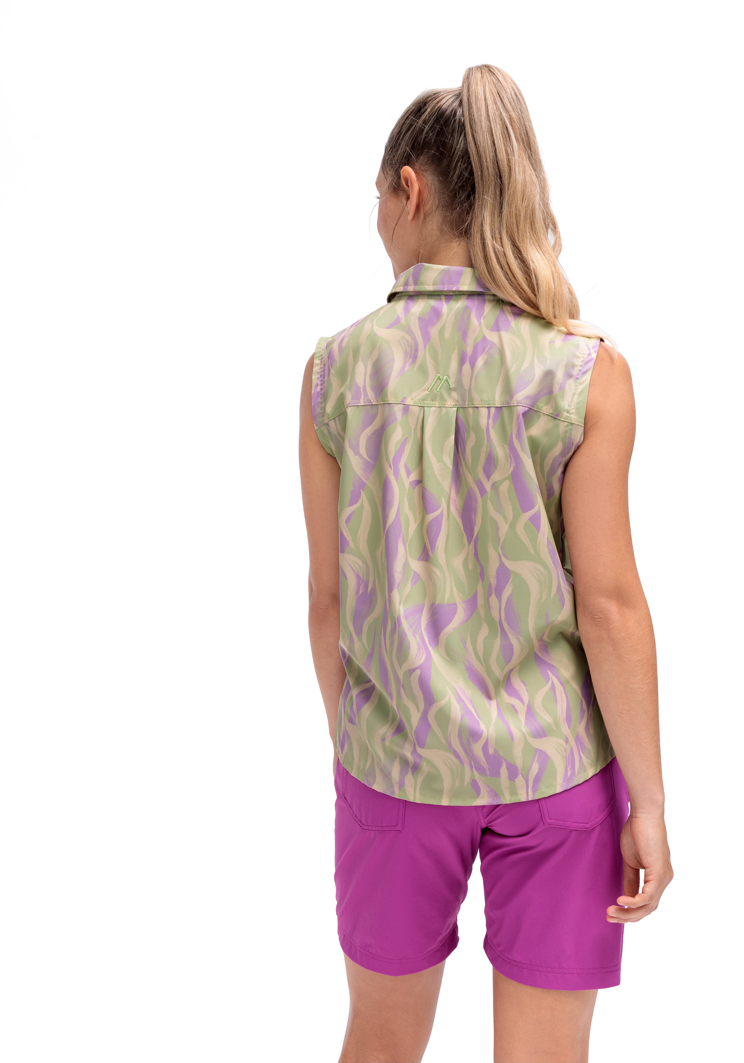 Ärmellos, Weste, Muster, Lautlose Farbtöne, Kragen