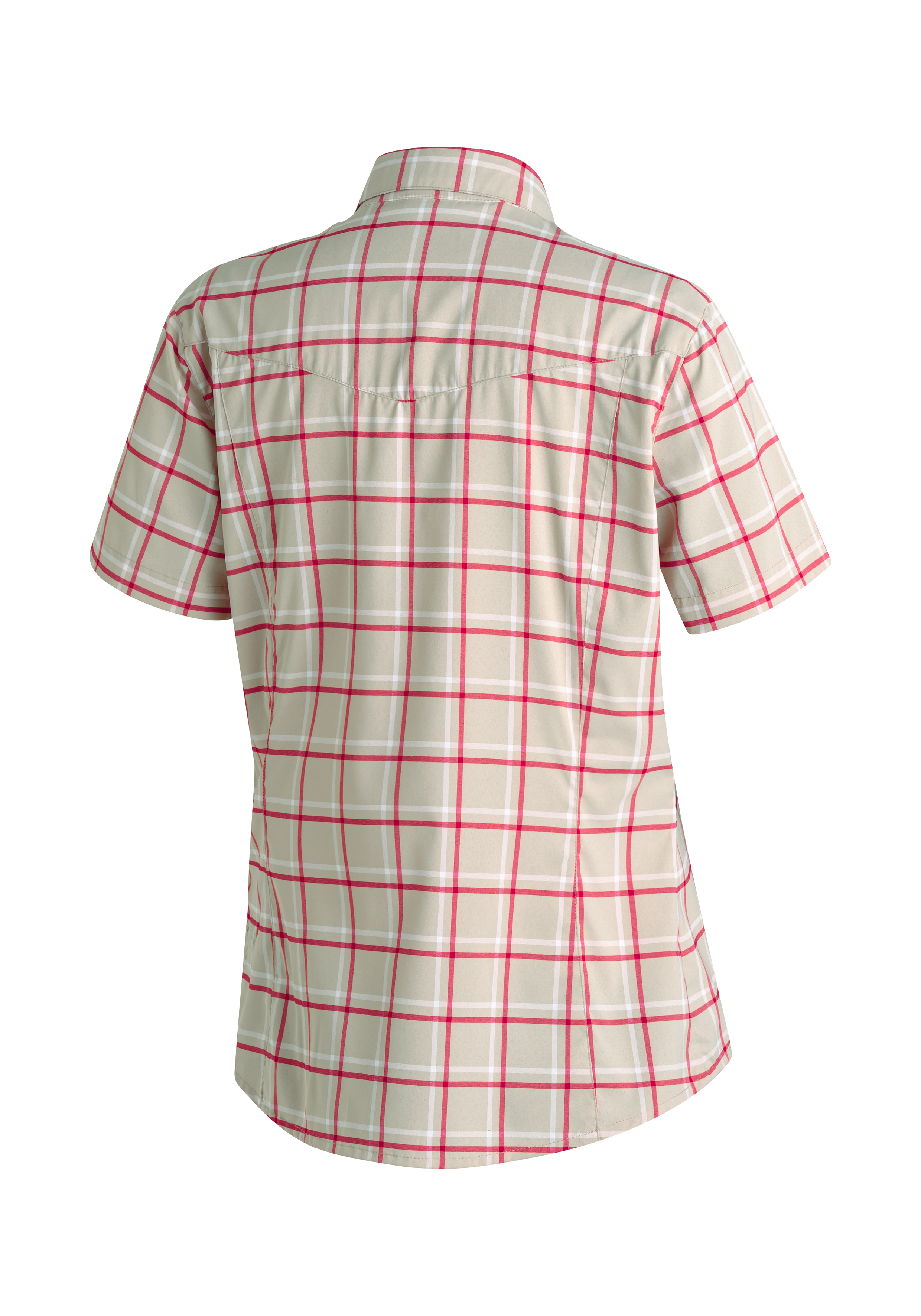 Hemd, Kurzarm, Karo, Beige, Rot