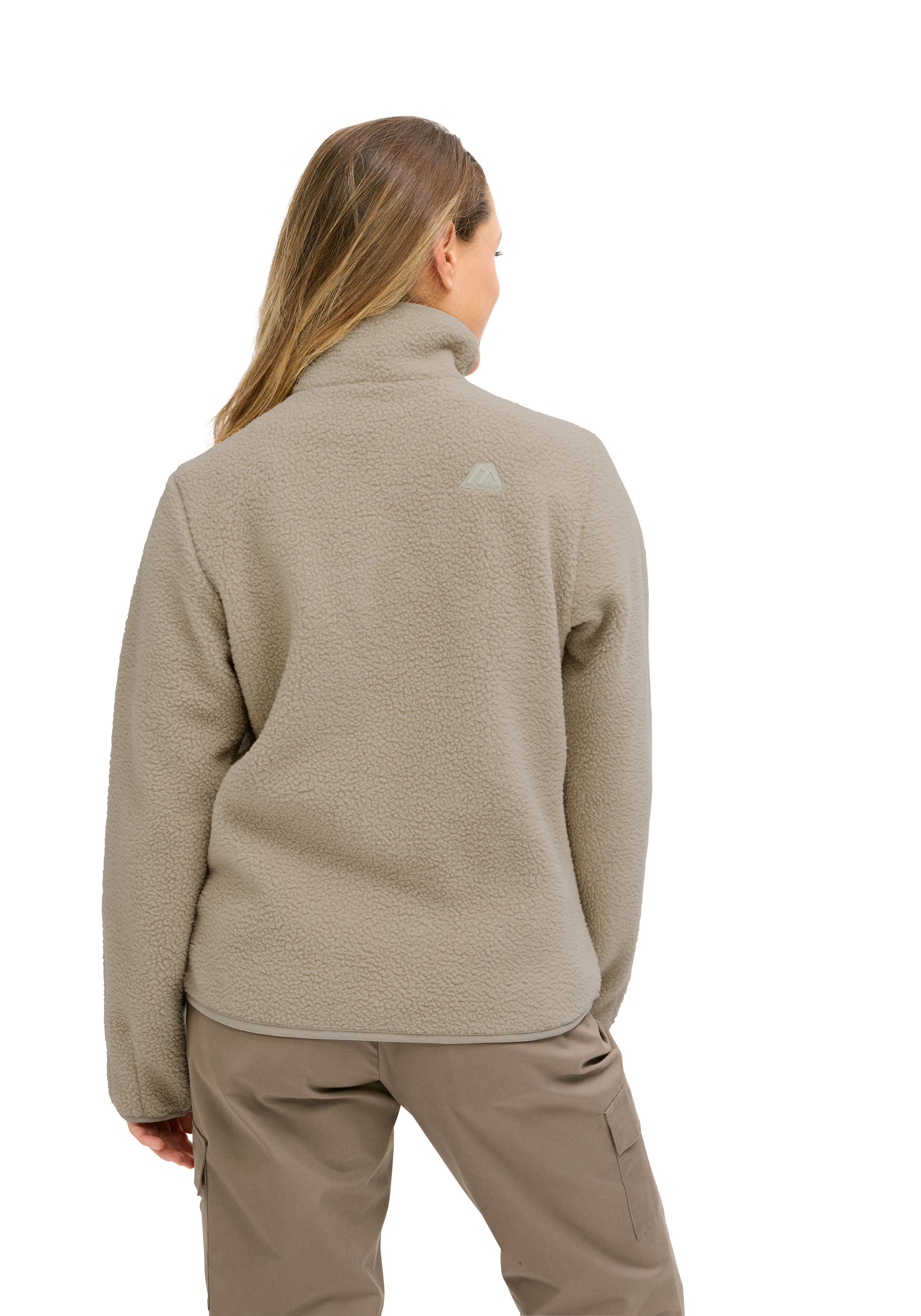 Fleecejacke, Beige, Teddyfleece, Stehkragen, Herren/Damen (unisex)