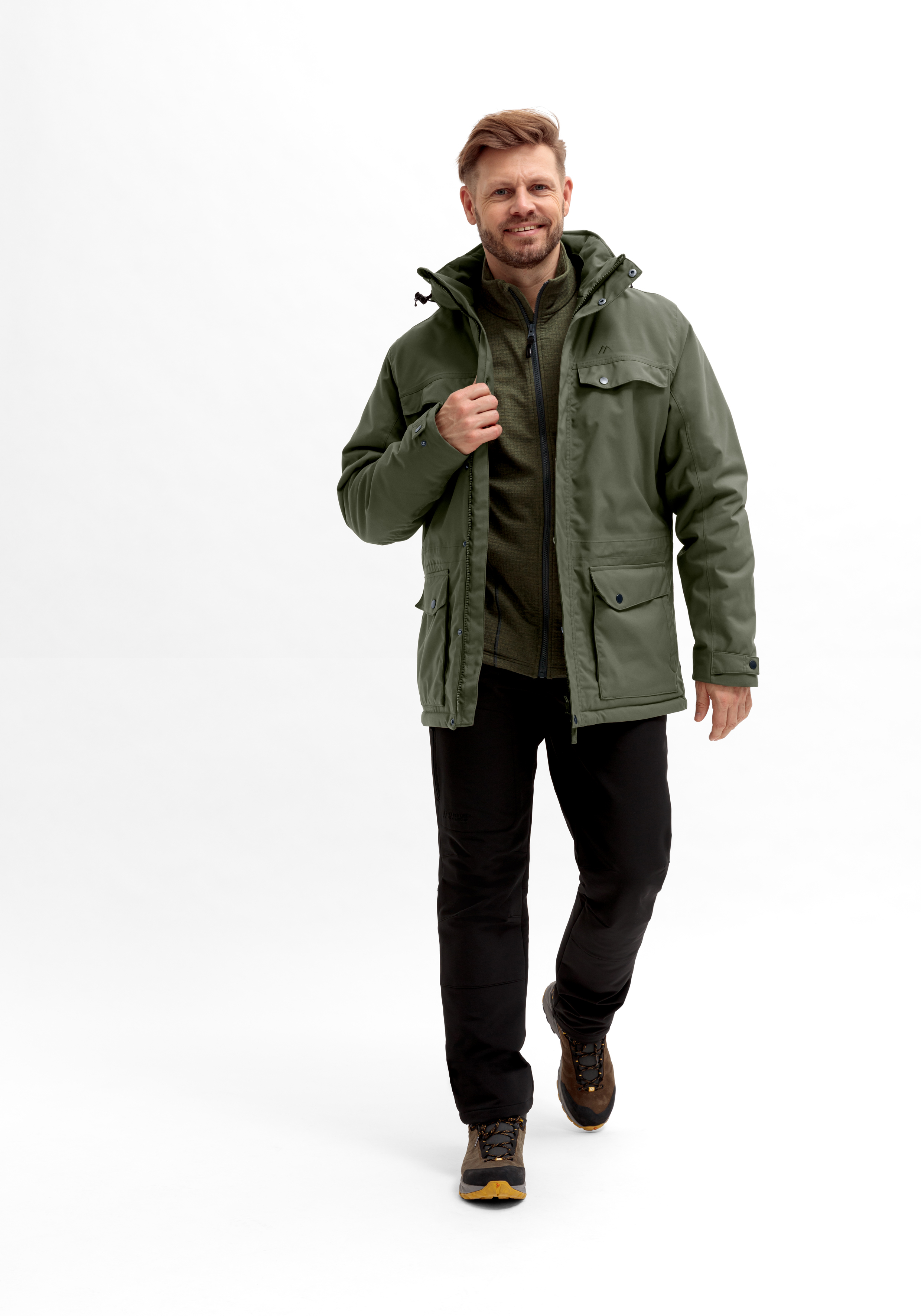 Knuth Mantel, Jacke, Langarm, Mann, Person, jacke, grün, parka, fleece-band, stiefel