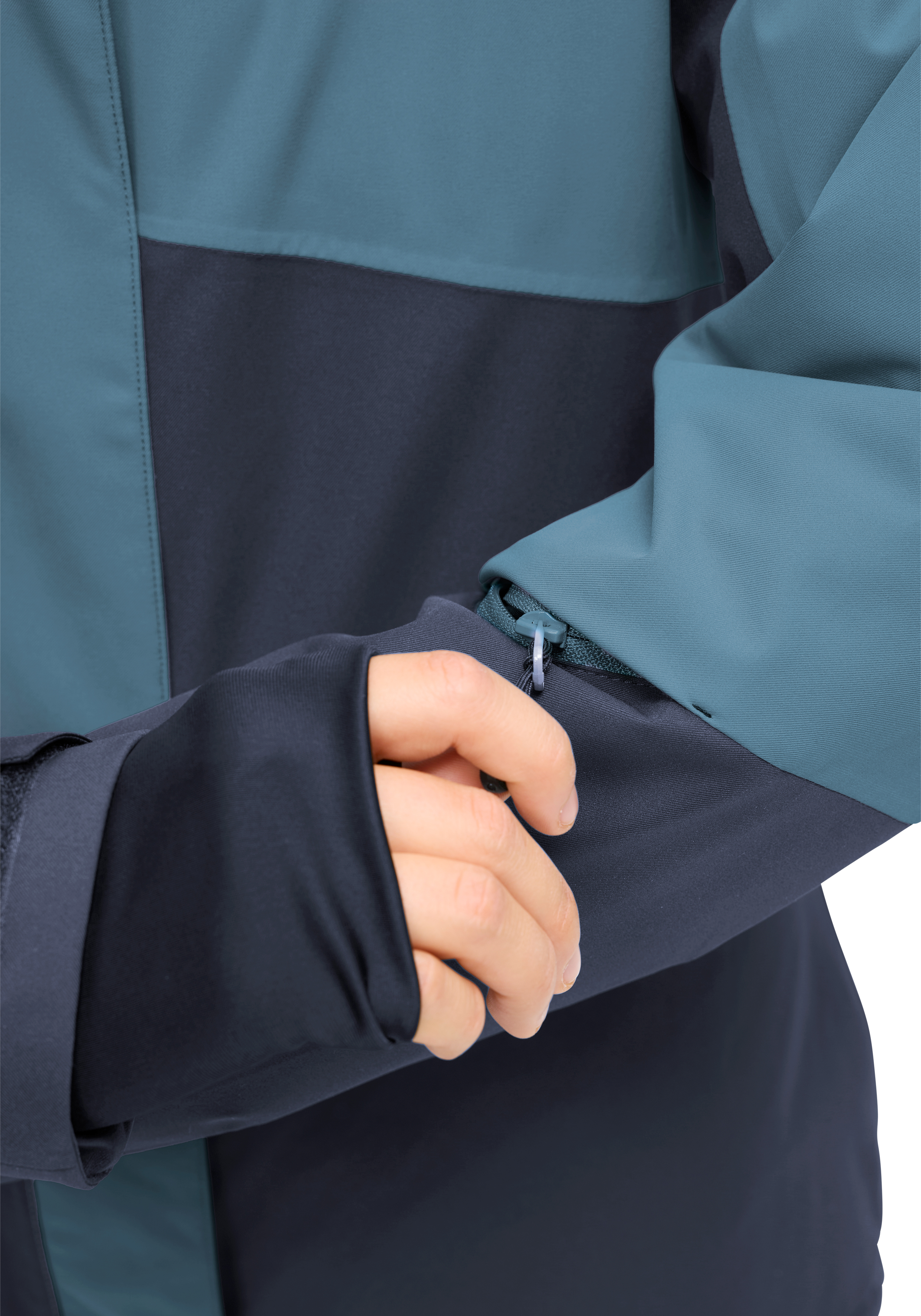 Regenjacke, Colorblock-Design, Reißverschluss, Armbündchen, dunkelblau