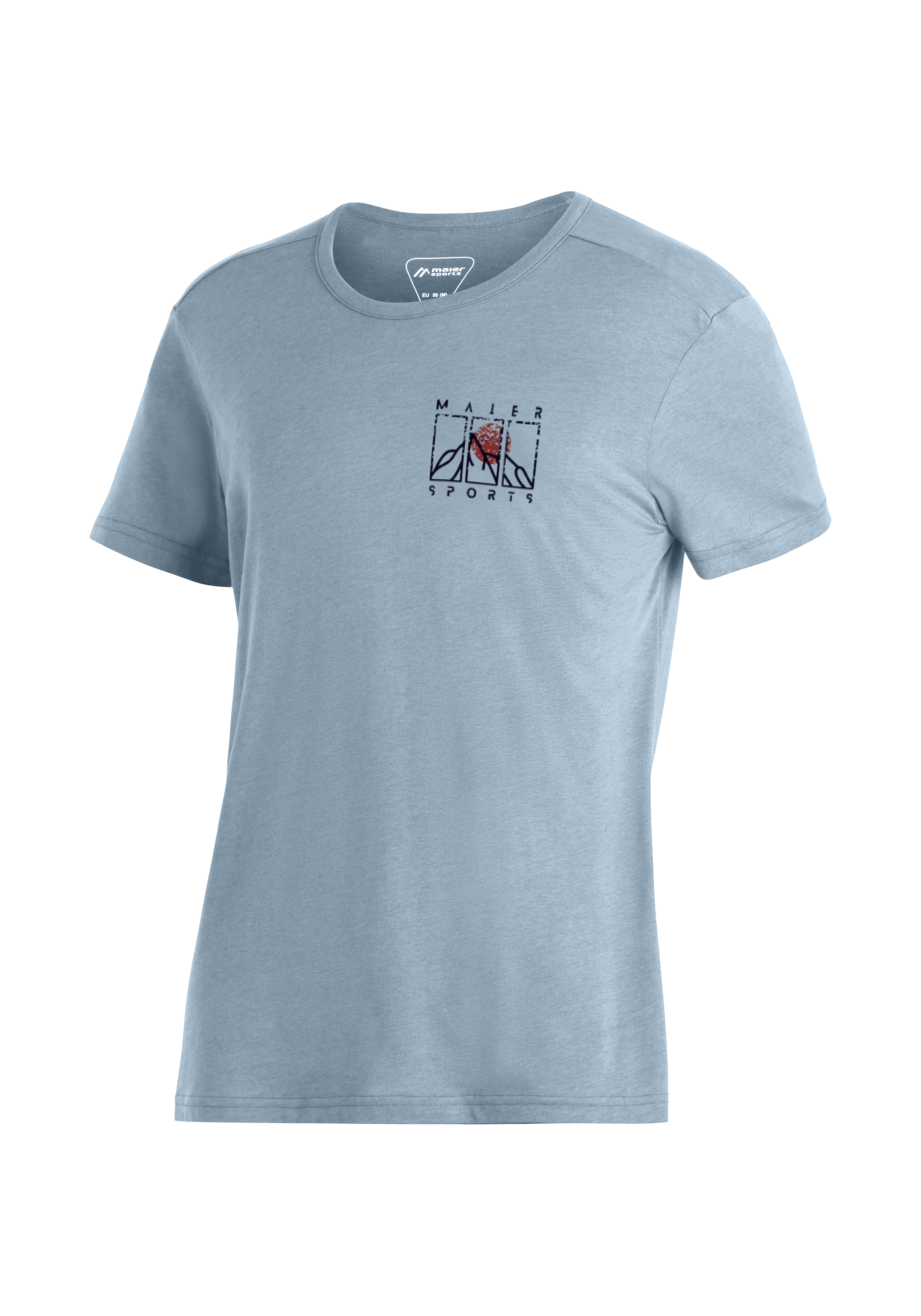 T-Shirt, Kurzarm, Melierter Stoff, Rundhals, Sports-Logo