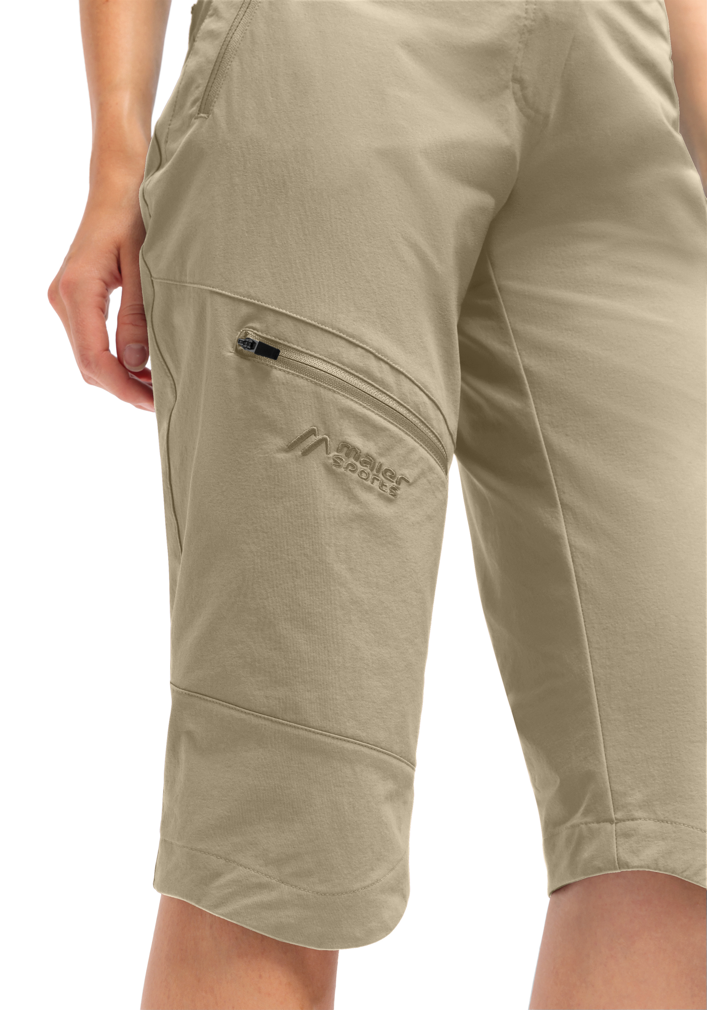 kurze hose, Cargo-Hose, Reißverschluss-Tasche, beige, Stretchstoff