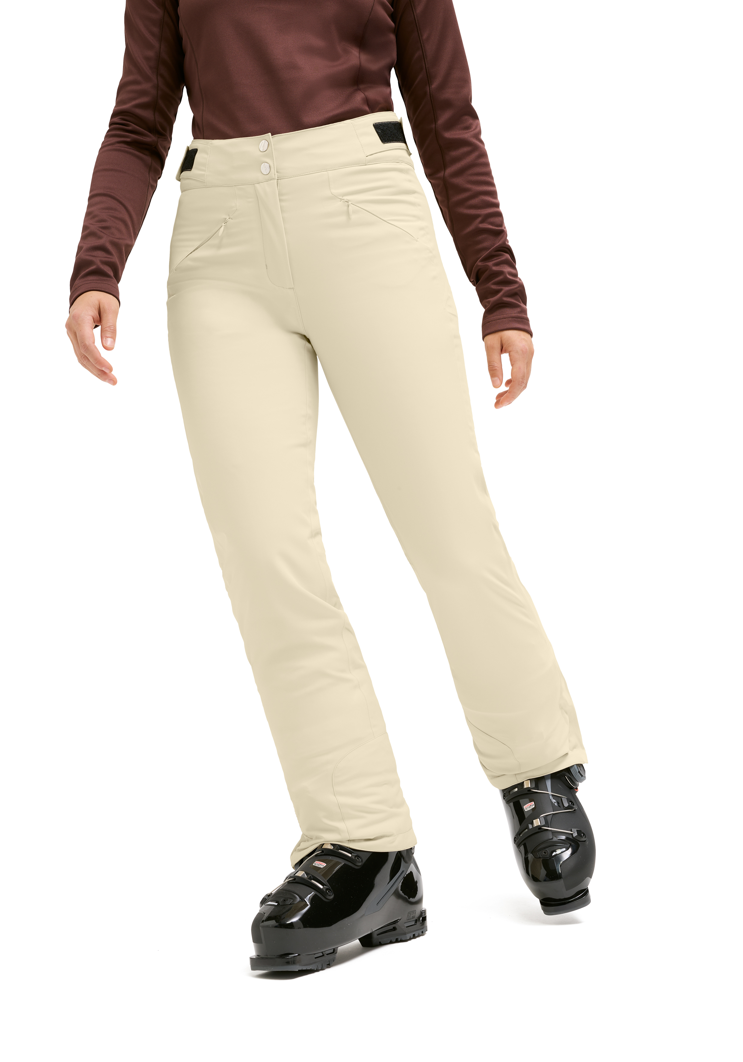 Hose, Beige, Skihose, Gürtelschlaufen, Reißverschluss