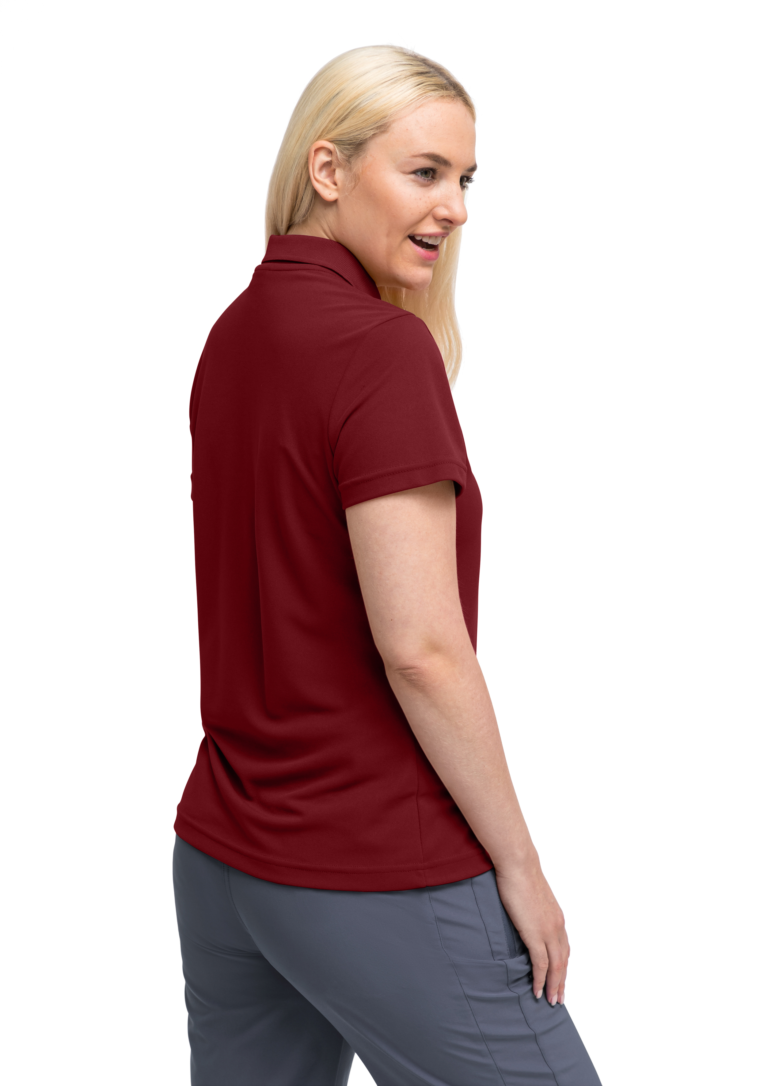 Ulrike Polo-Shirt, Kurzarm, Burgunderrot, Kragen, Glattes Material, Polohemd, Kurzarm, Rot, Kragen, Weiches Material, Polohemd, Kurzarm, Einfarbig, Burgunder, Oberteil