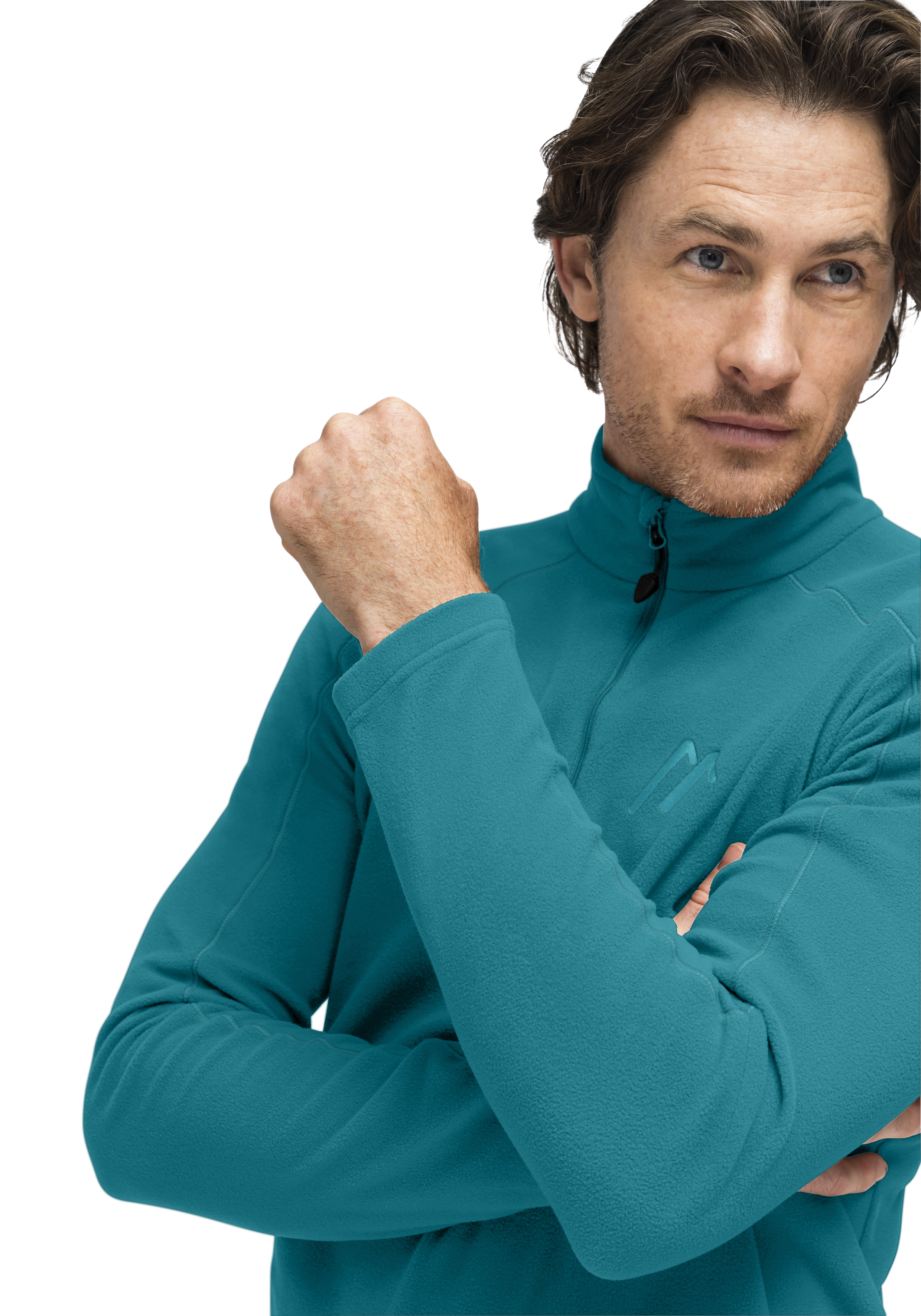 Fleece, Pullover, Zipneck, Longsleeve, Türkis