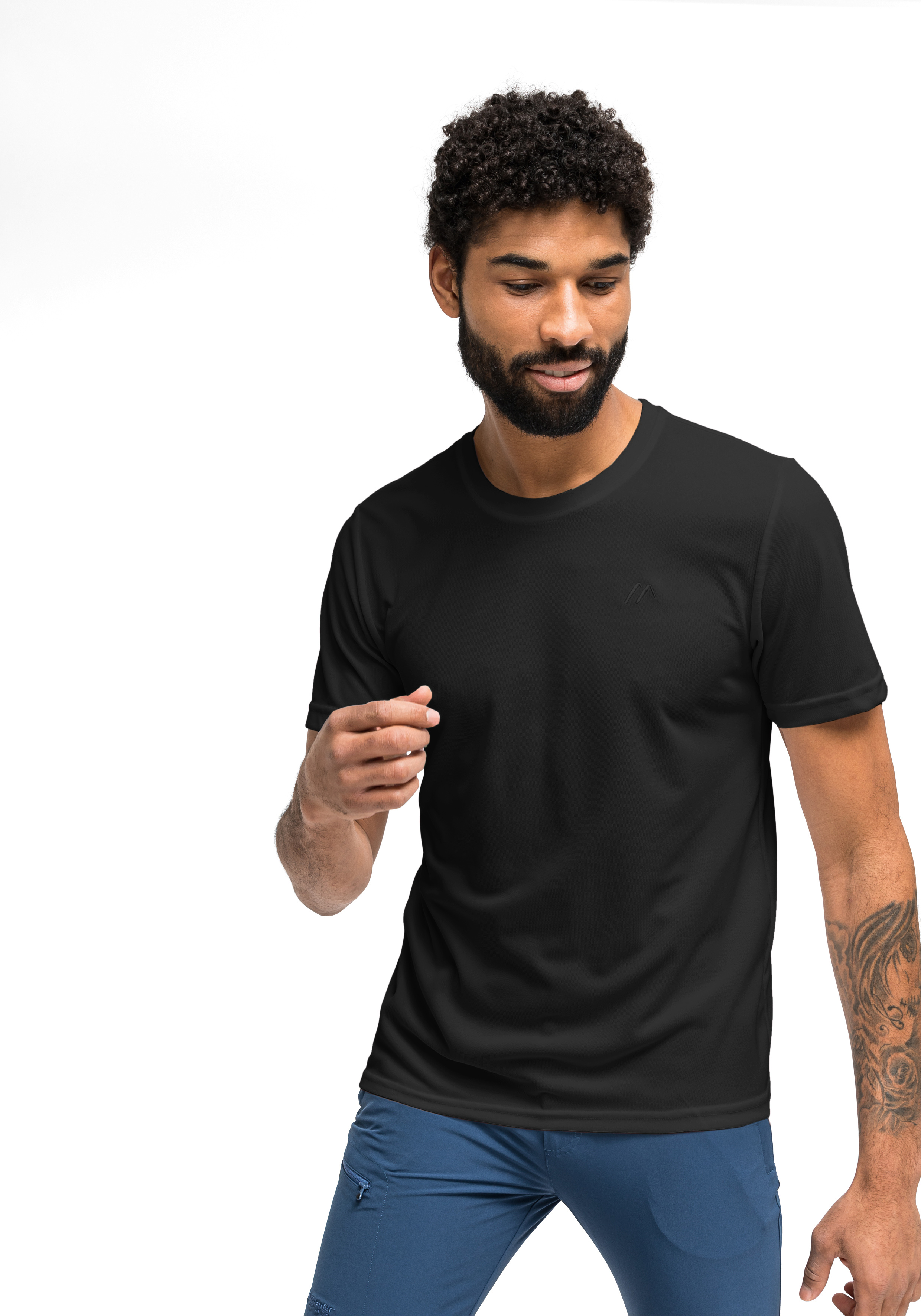 T-Shirt, Kurzarm, Schwarz, Plain, Sommer, T-Shirt, Kurzarm, schwarz, uni, cotton