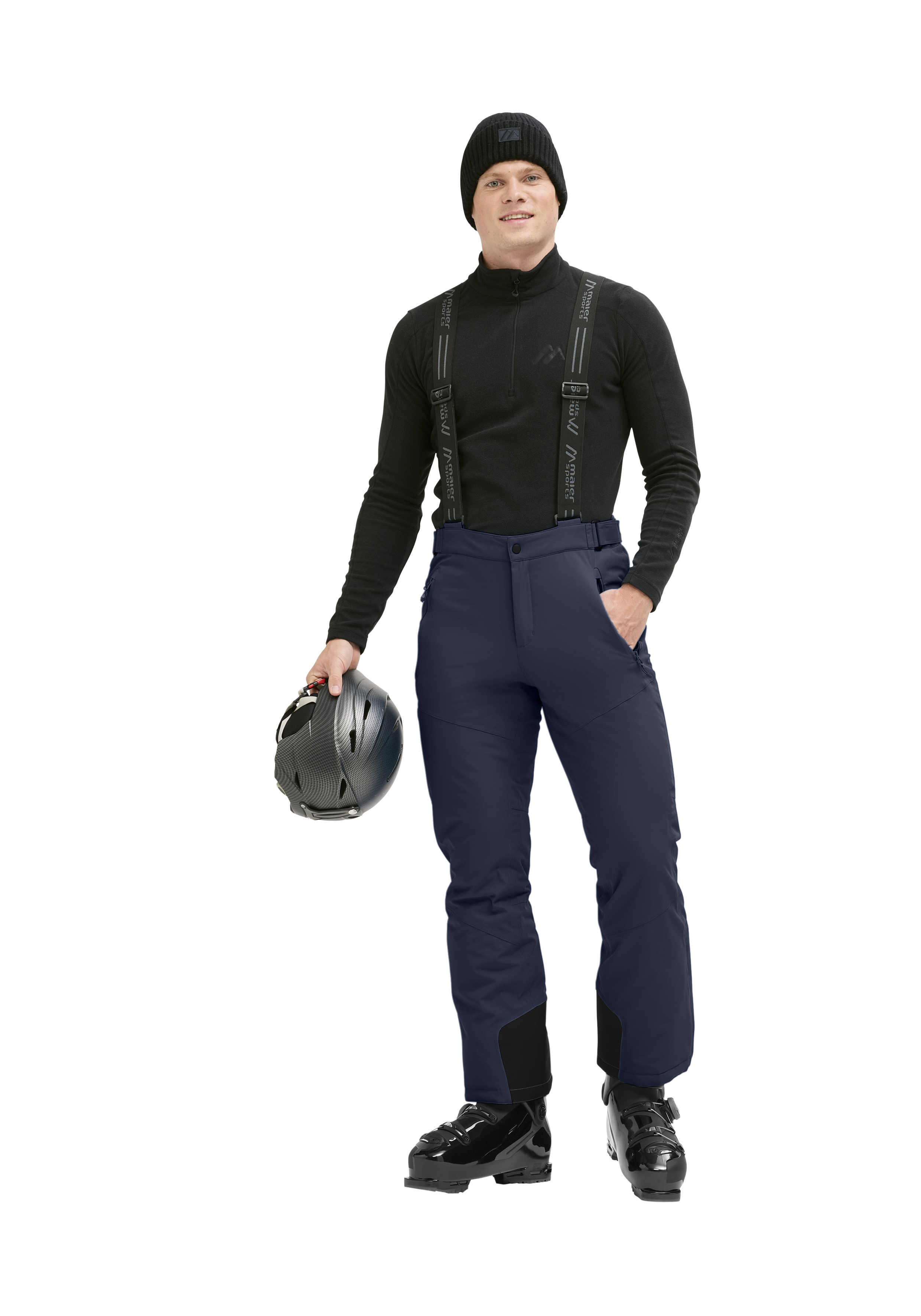 Anton 3.0 Skibekleidung, Snowboardhose, Suspenders, Schwarz, Beinprotektor
