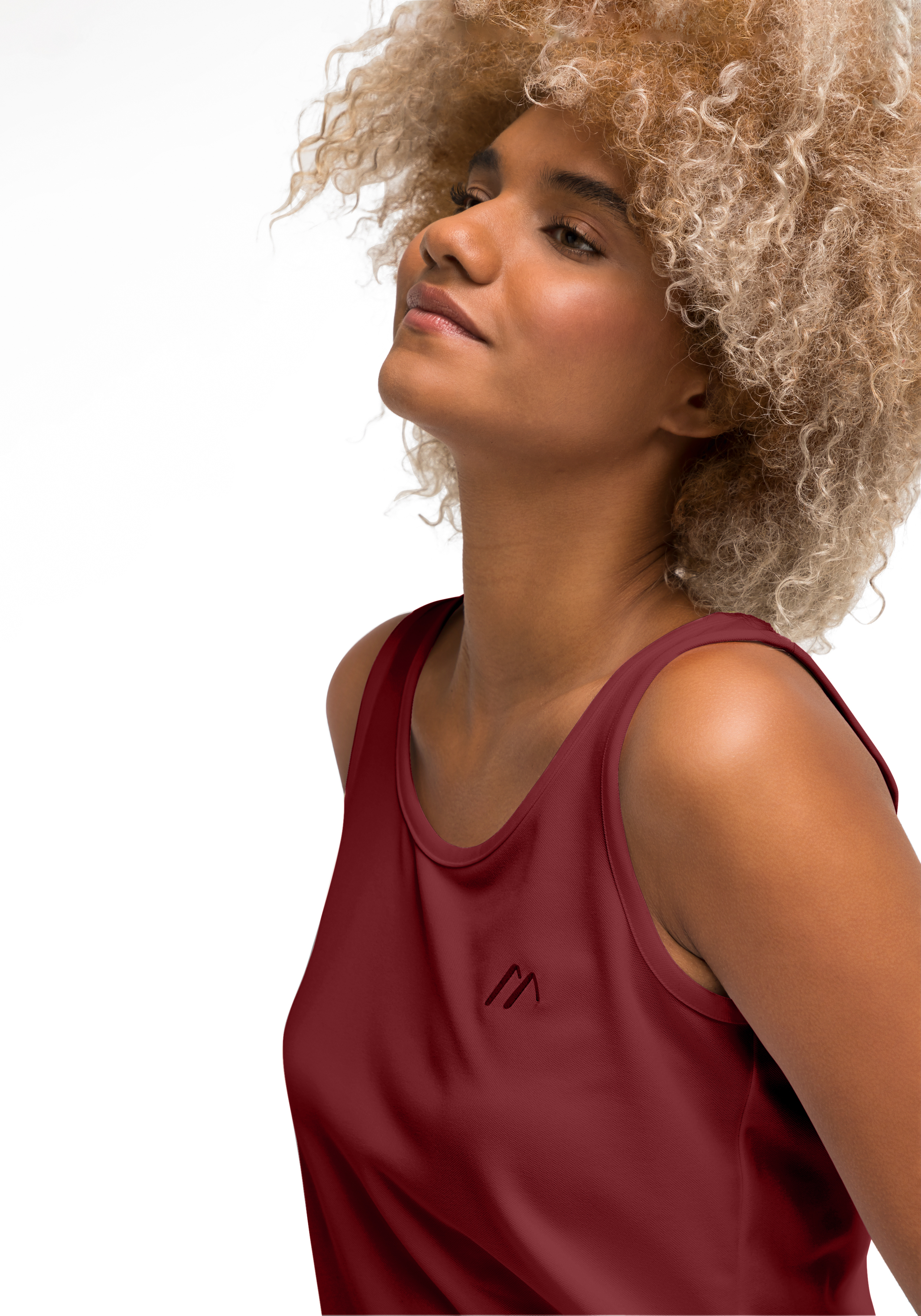 Damen-Top, Tanktop, Roter Ton, Glatter Stoff, Kleines Logo