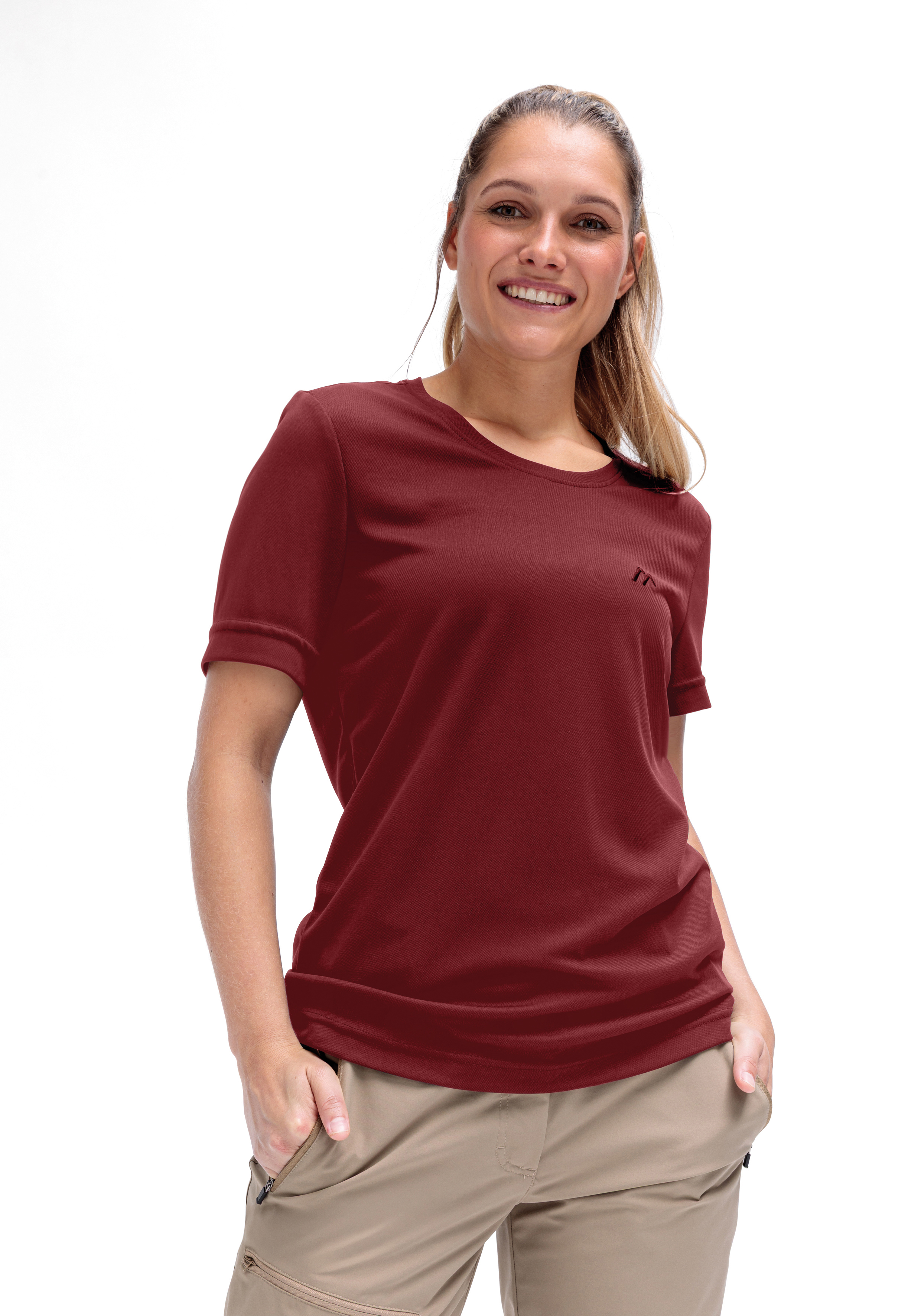 Waltraud H/S T-Shirt, Kurzarm, Rot, Rundhals, Casualtop, T-Shirt, Rundhals, Kurzarm, Burgunderrot, Casual