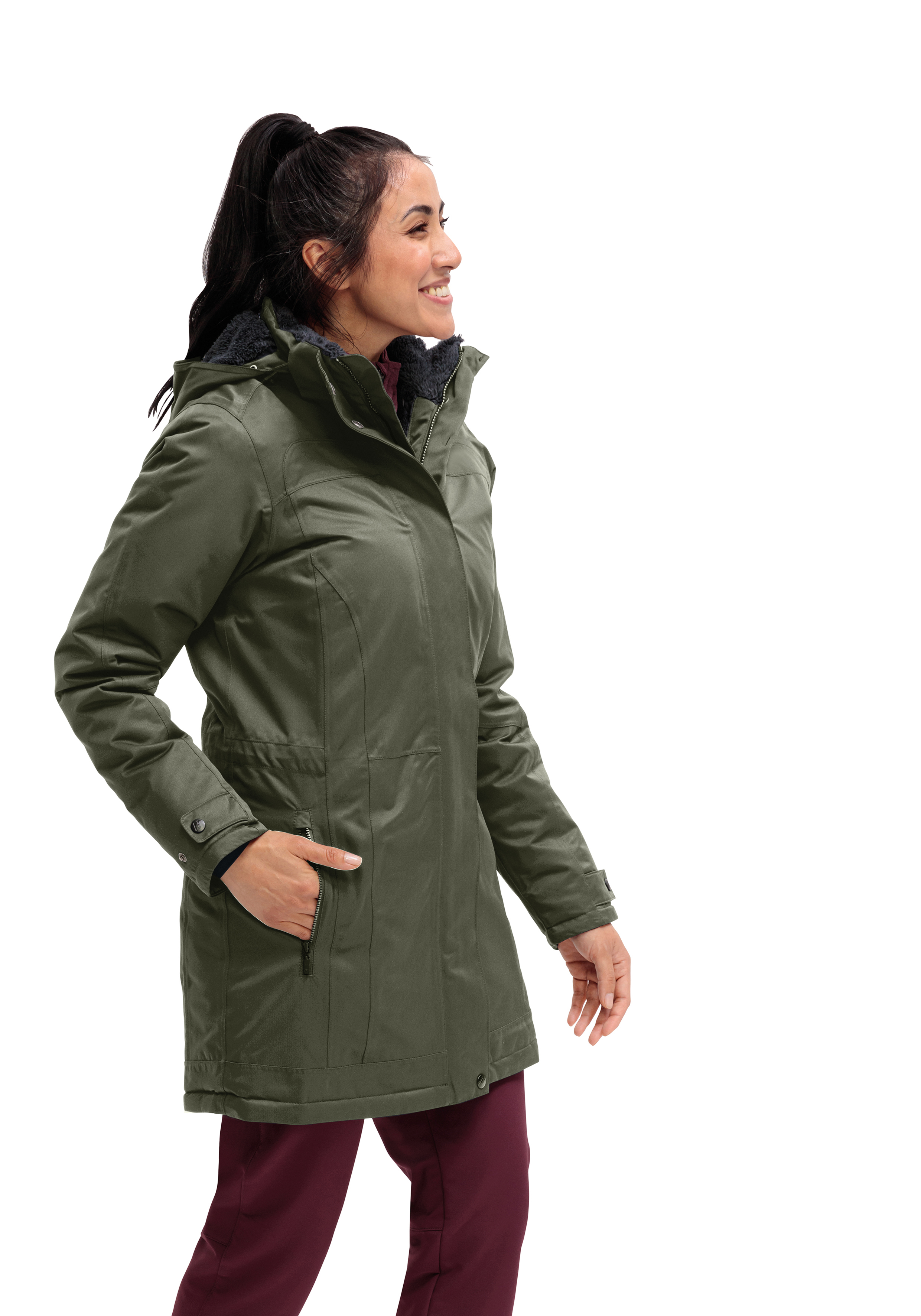 Lisa 2.1 Bekleidung, Mantel, Jacke, Person, Bekleidung, Mantel, Jacke, Person, Gesicht, Parka, Olivgrün, Windbreaker, Fleece-Futter, Knopfverschluss
