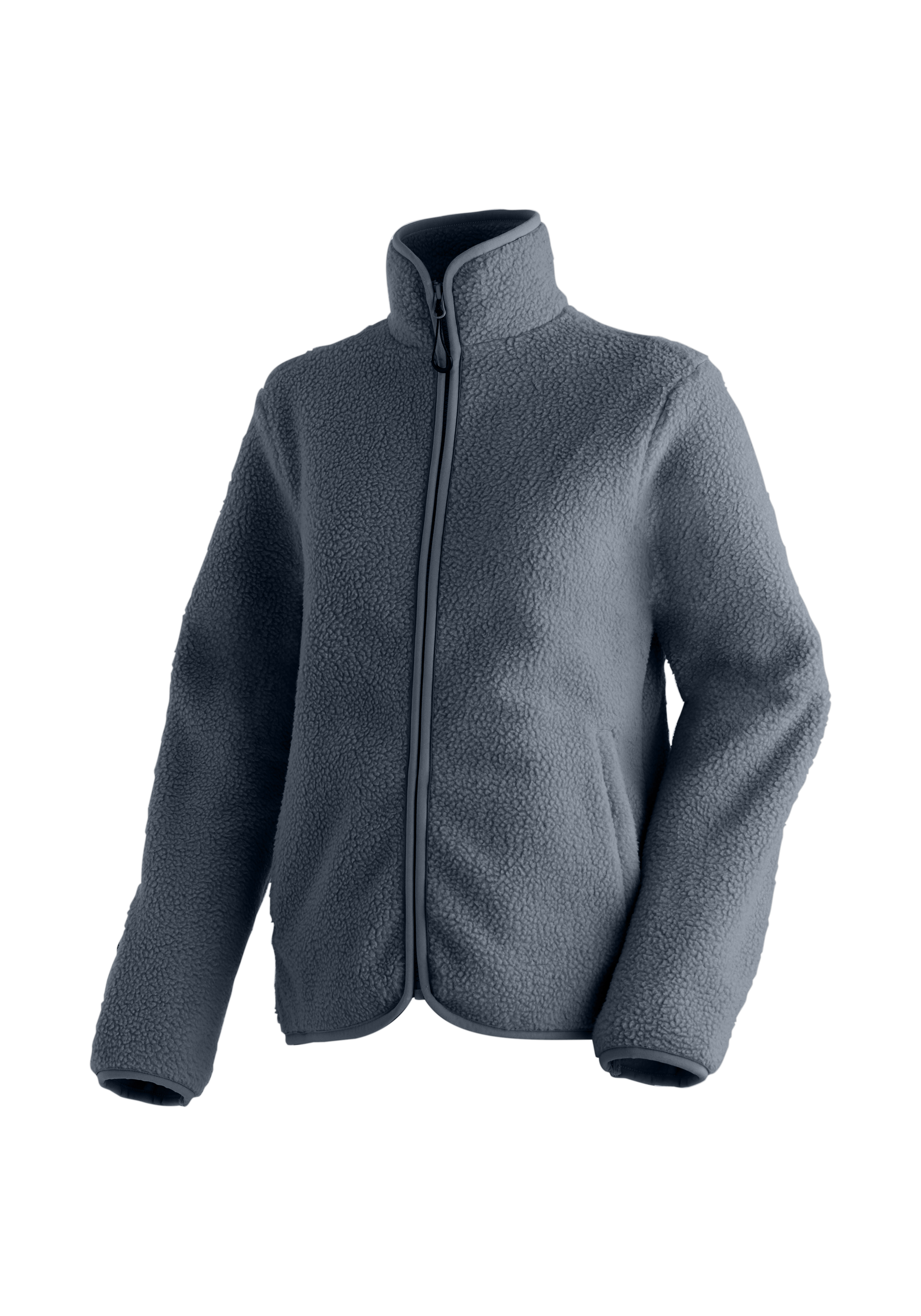 Fleecejacke, Schafwolloptik, Reißverschluss, Kragen, Langarm
