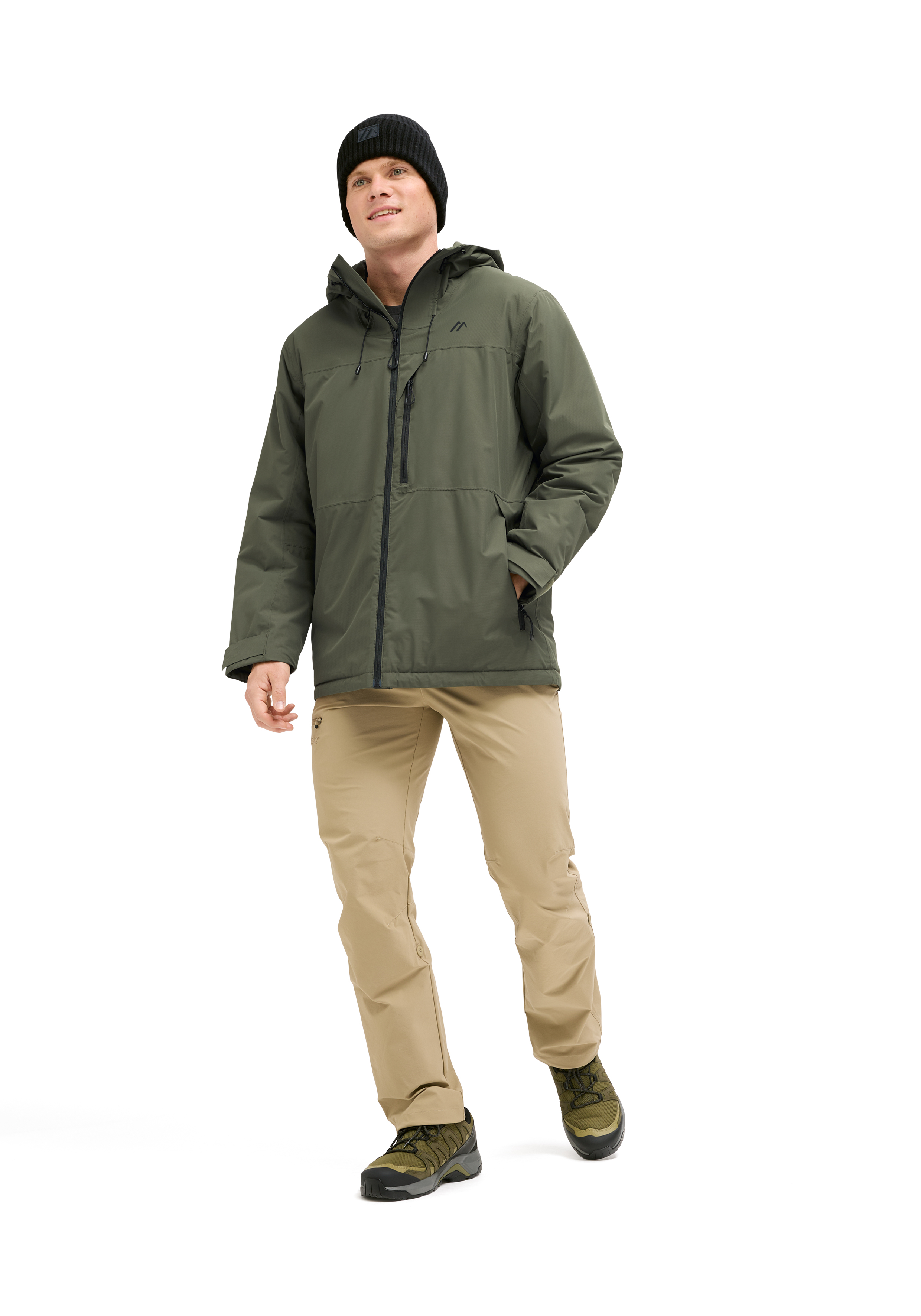 Walberla M Regenjacke, Herrenjacke, Olivegrün, Kapuze, Reißverschluss