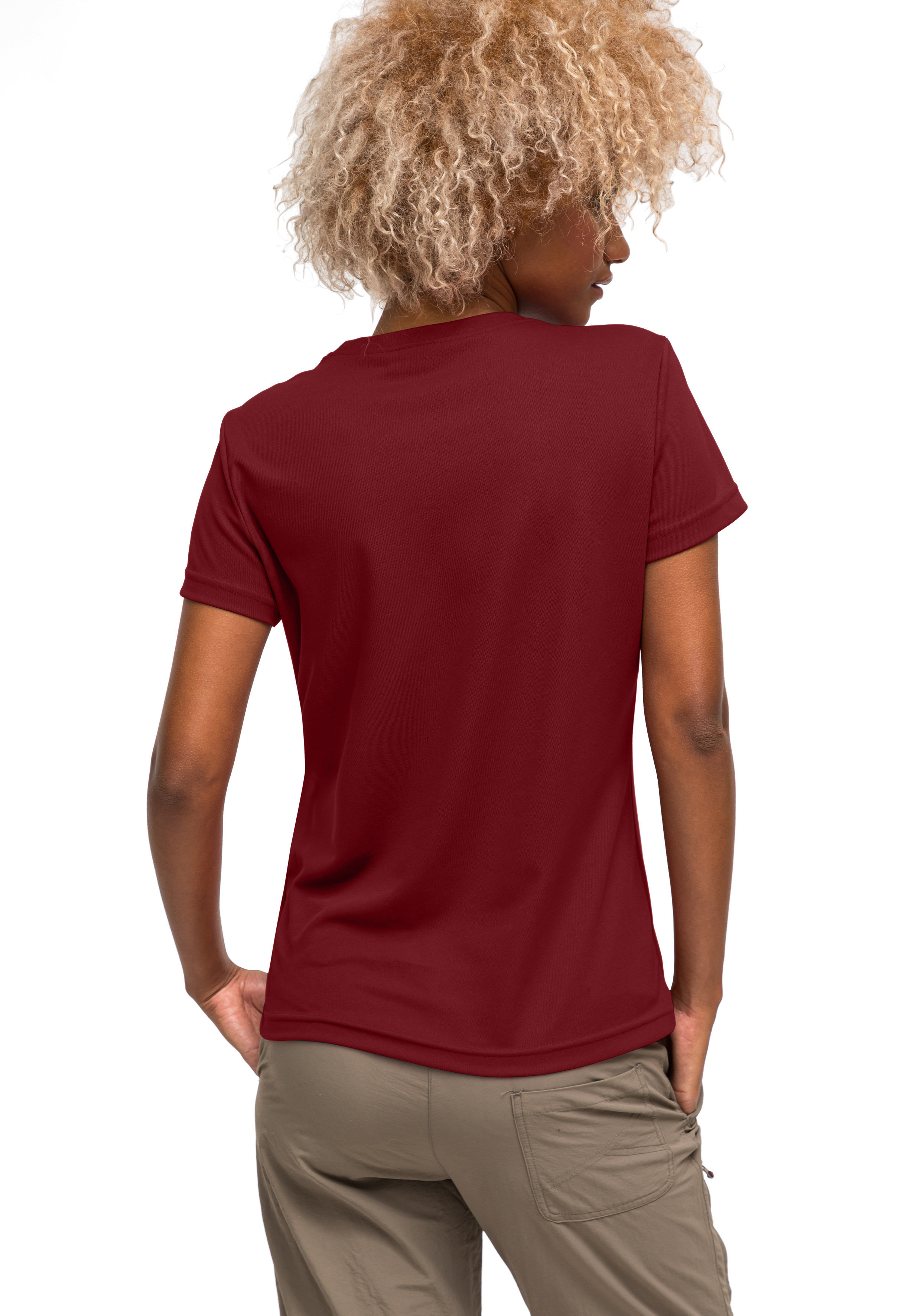T-Shirt, Kurzärmelig, Rot, Baumwolle?, Glatte Rückseite, T-Shirt, Kurzarm, Rote T-Shirt, uni, Back View