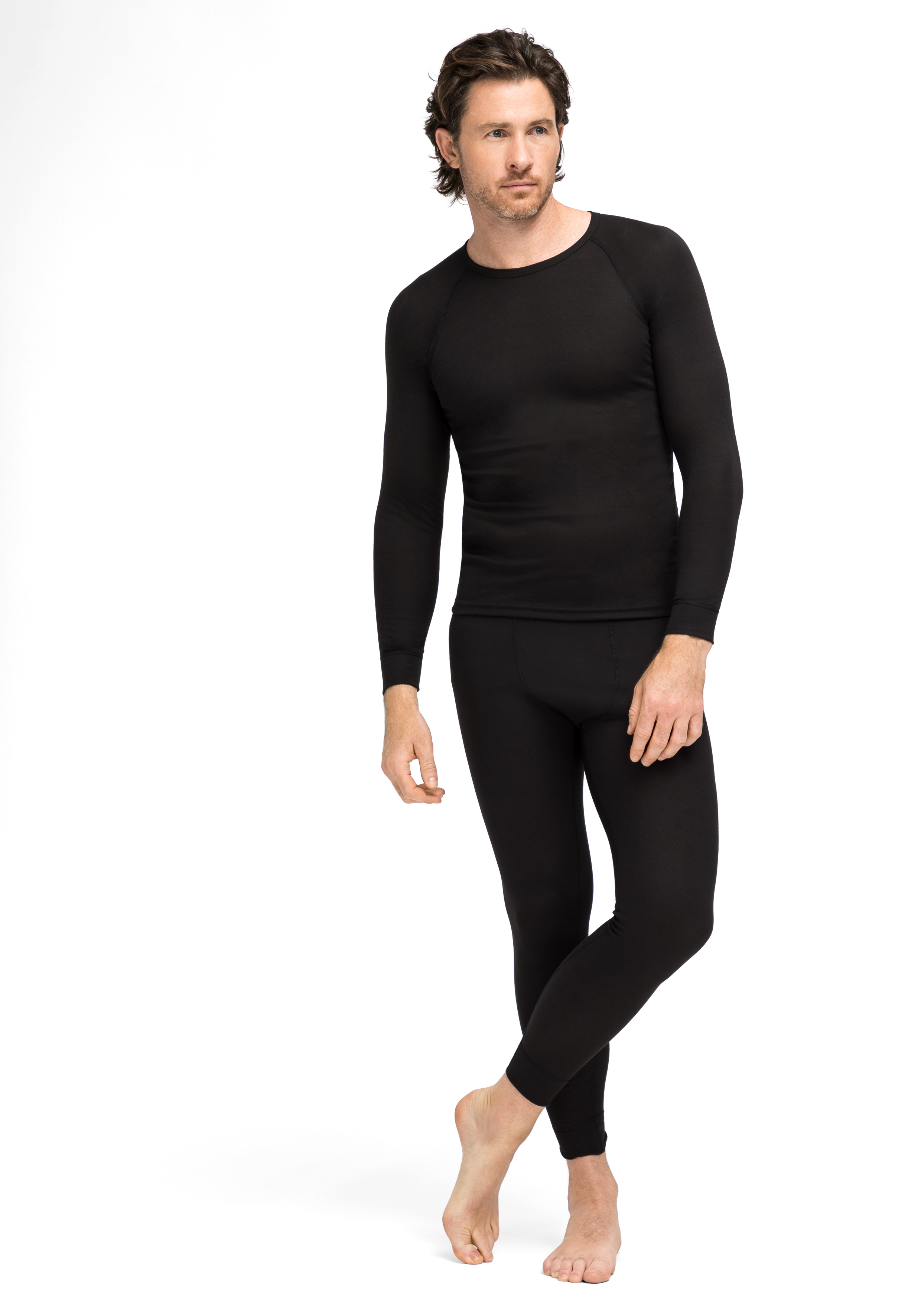 Unterwäsche, Langarmshirt, Schwarz, Weiche Passform, Hose/Leggings